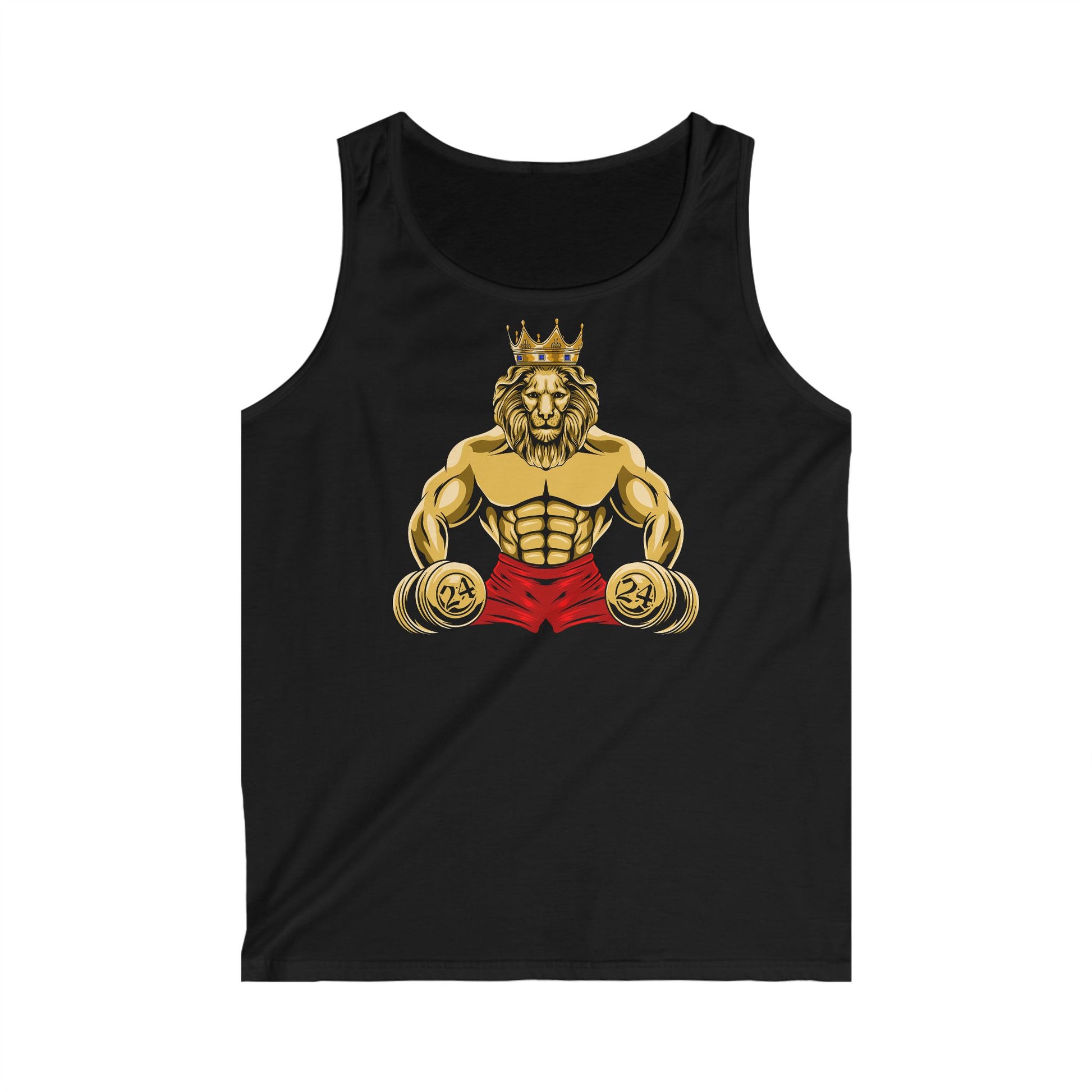 Black tank top with MUSCLE LION imprint for faithliving and showing your faith through style