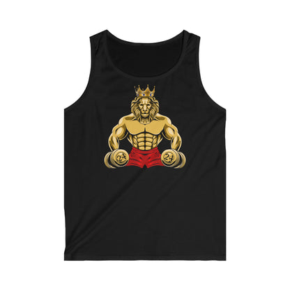 Black tank top with MUSCLE LION imprint for faithliving and showing your faith through style