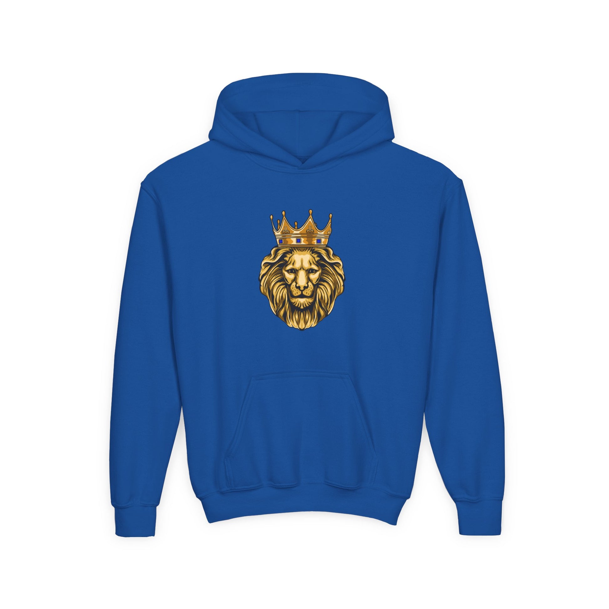 GOLD LION imprint,  kangaroo pocket and fabric detail