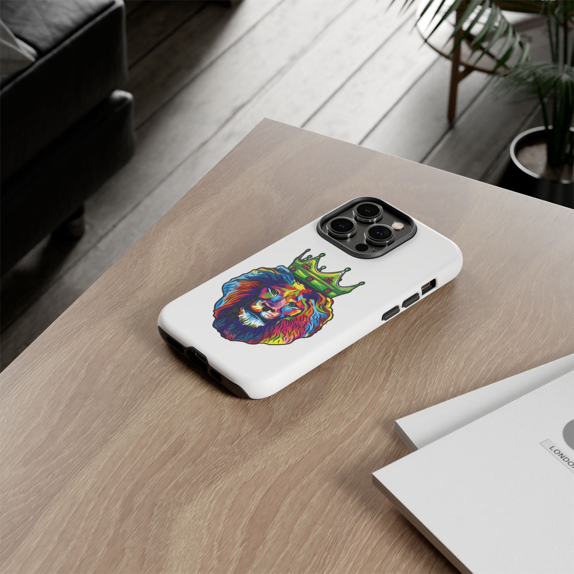 Christian streetwear phone case – bold COLOR LION design in bright colors