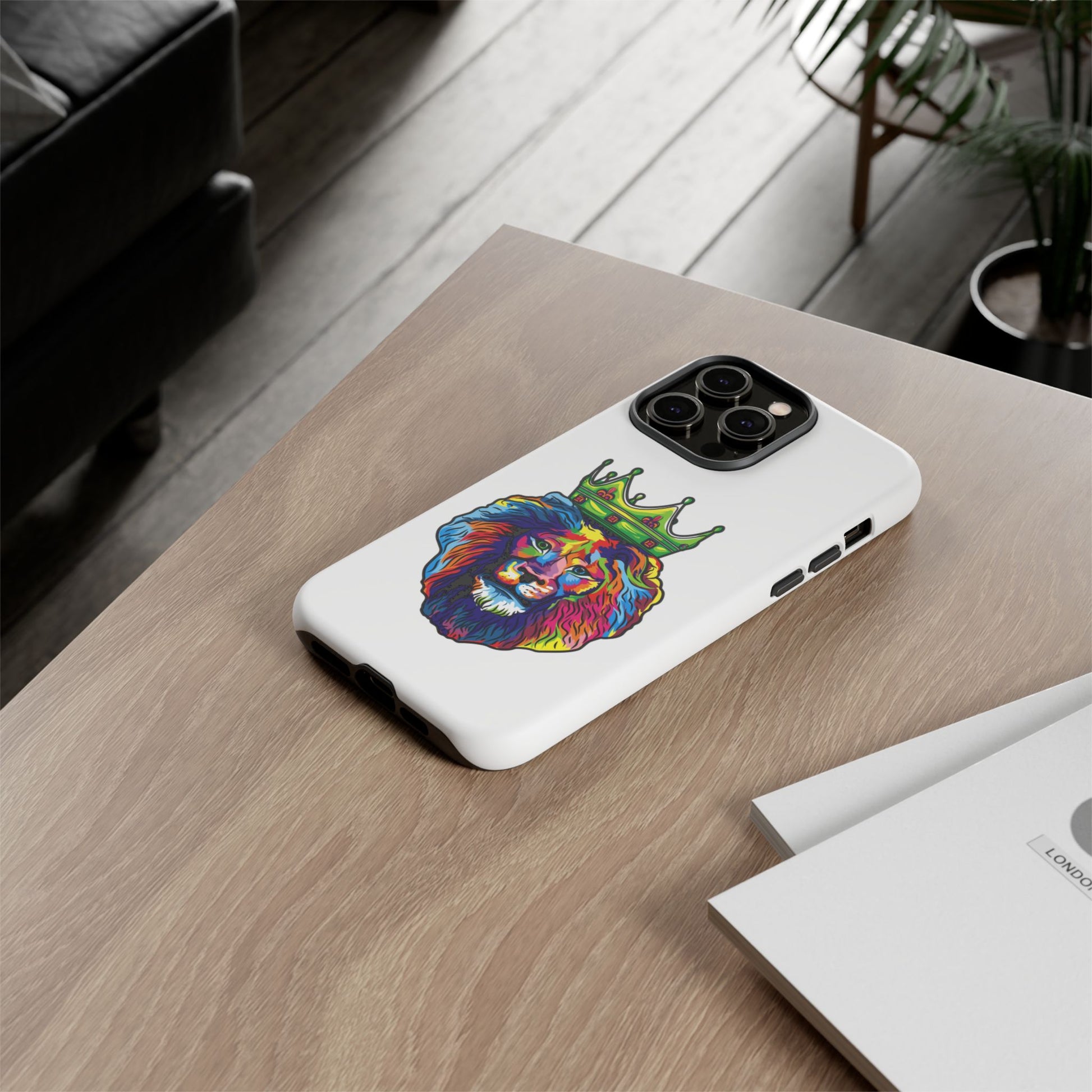 Christian streetwear phone case – bold COLOR LION design in bright colors