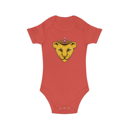 Close-up of PRINCESS baby bodysuit fabric – soft 100% cotton for sensitive skin