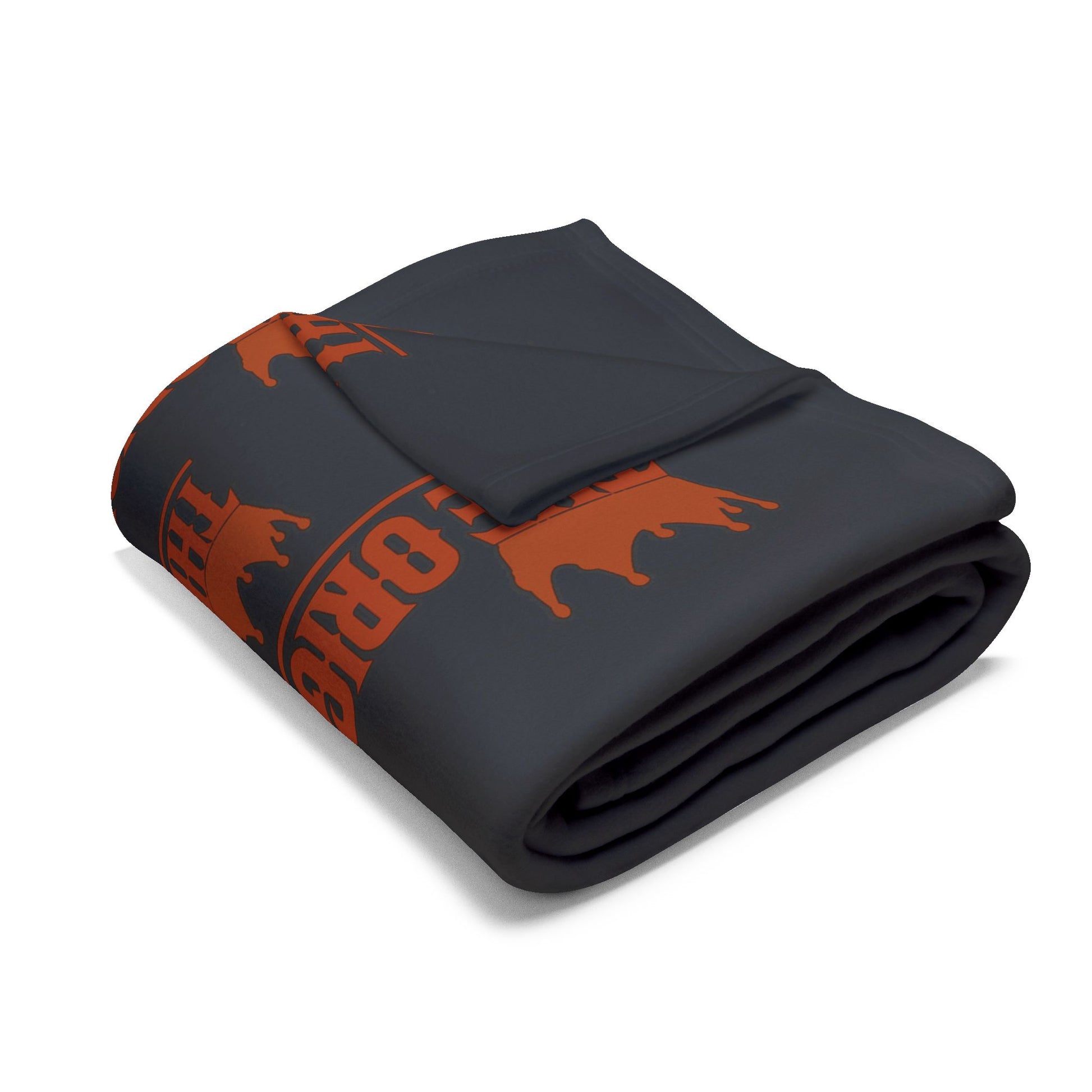 Minimalist Christian blanket in black with vibrant red message – faith and warmth combined