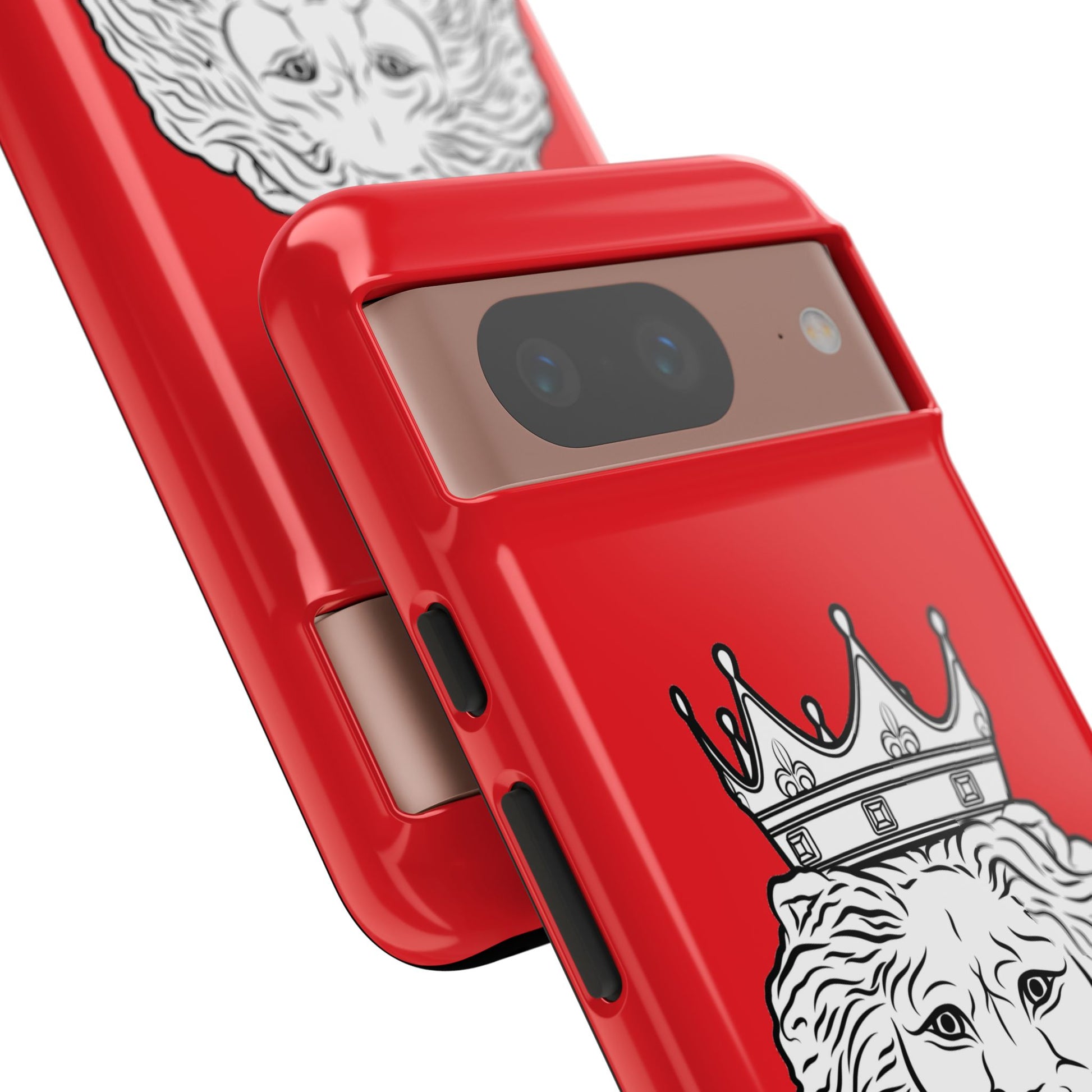 Red KING phone case showcasing strength and faith, perfect gift for Christian believers