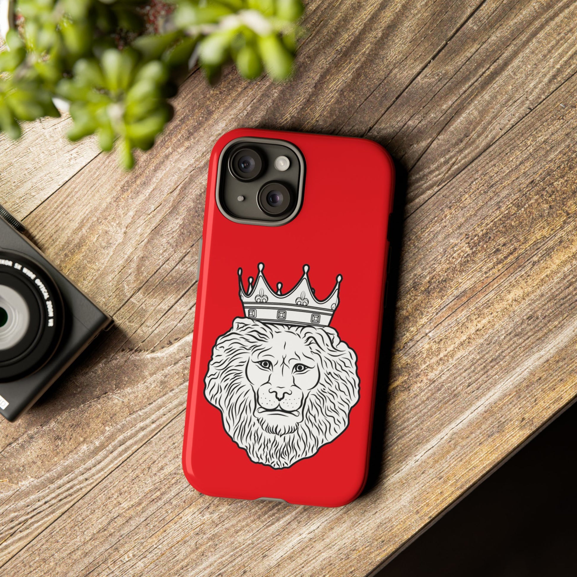 Red KING phone case for iPhone, Samsung, Google Pixel with faith-inspired Christian design