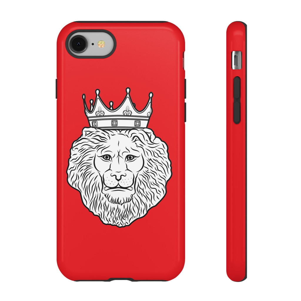 Red KING phone case for iPhone, Samsung, Google Pixel with faith-inspired Christian design
