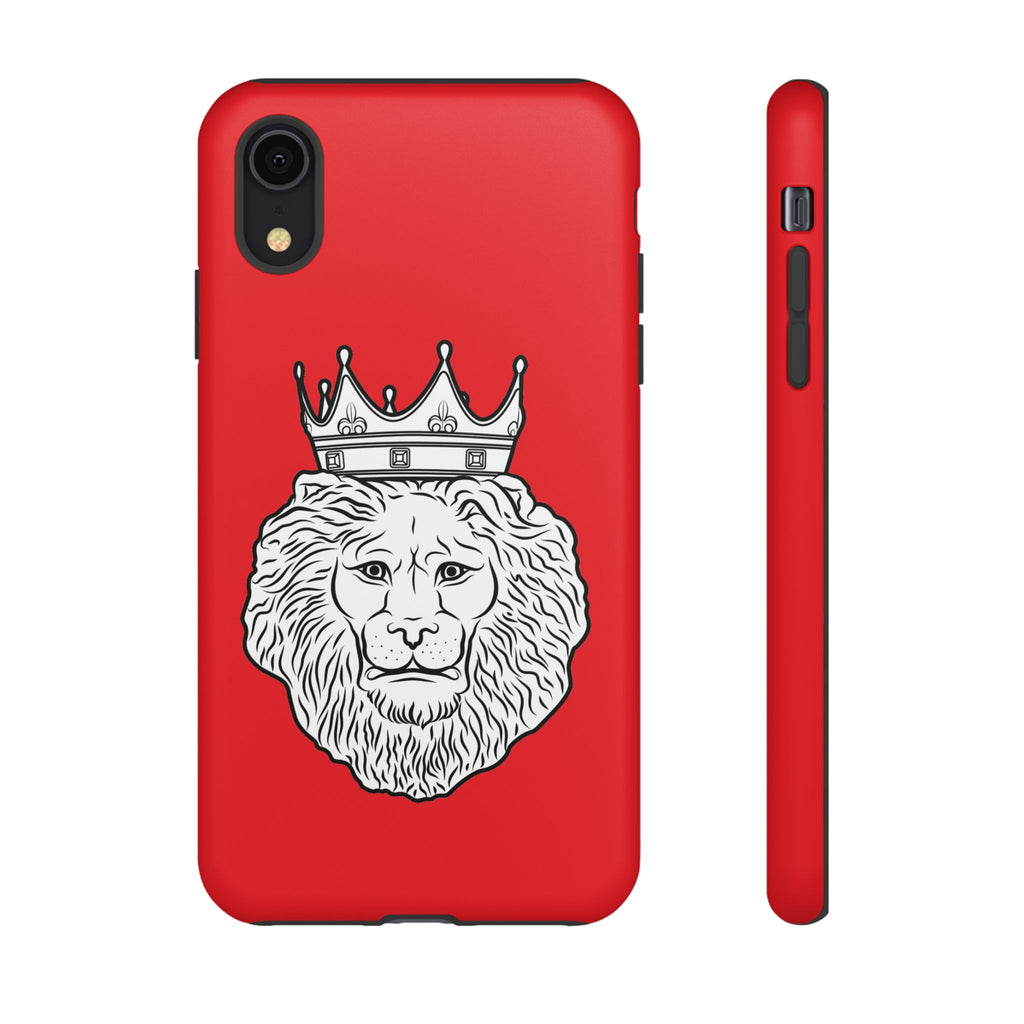 Red KING phone case for iPhone, Samsung, Google Pixel with faith-inspired Christian design