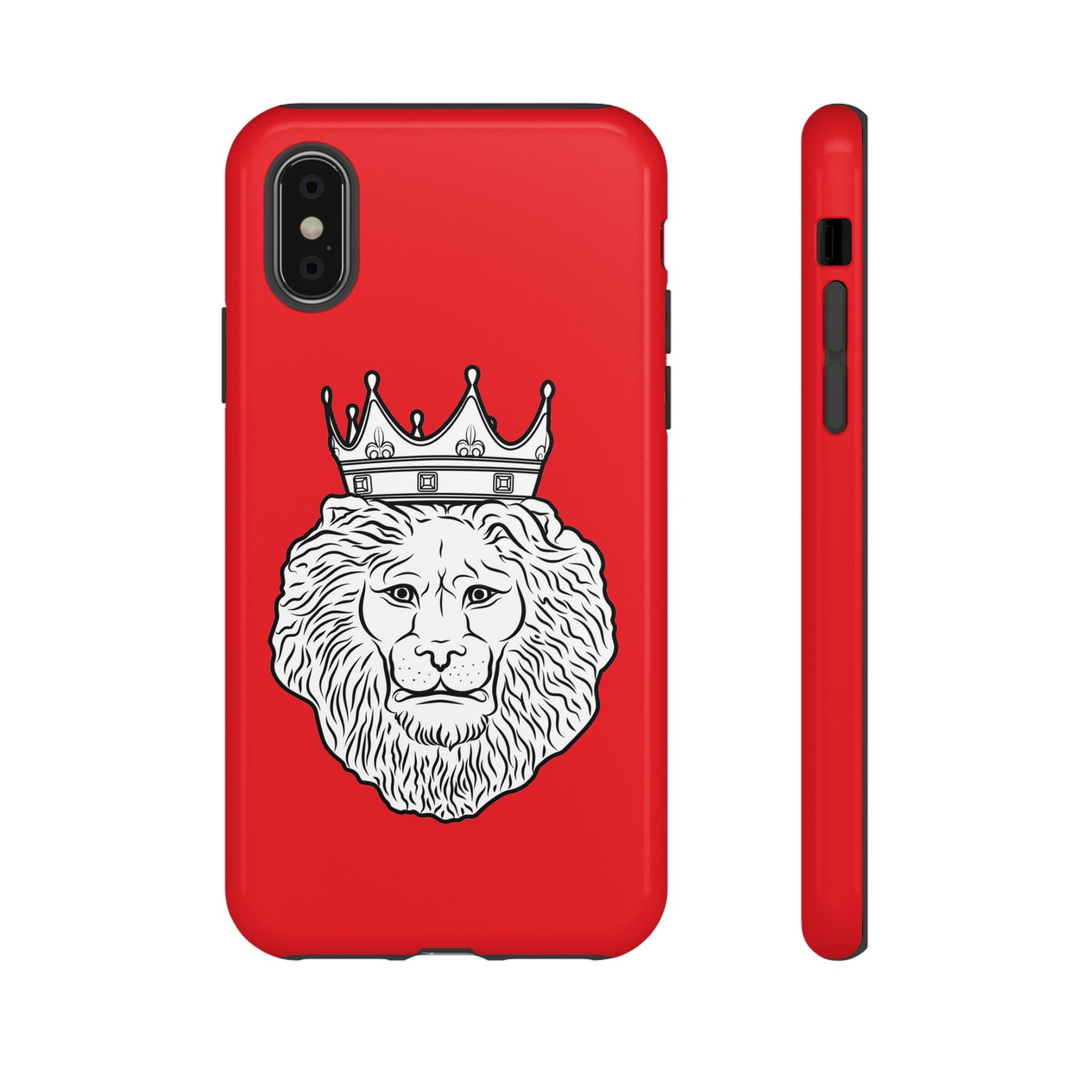 Red KING phone case for iPhone, Samsung, Google Pixel with faith-inspired Christian design