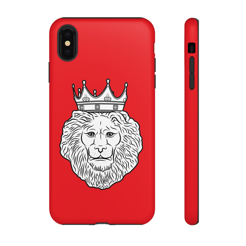 Red KING phone case for iPhone, Samsung, Google Pixel with faith-inspired Christian design