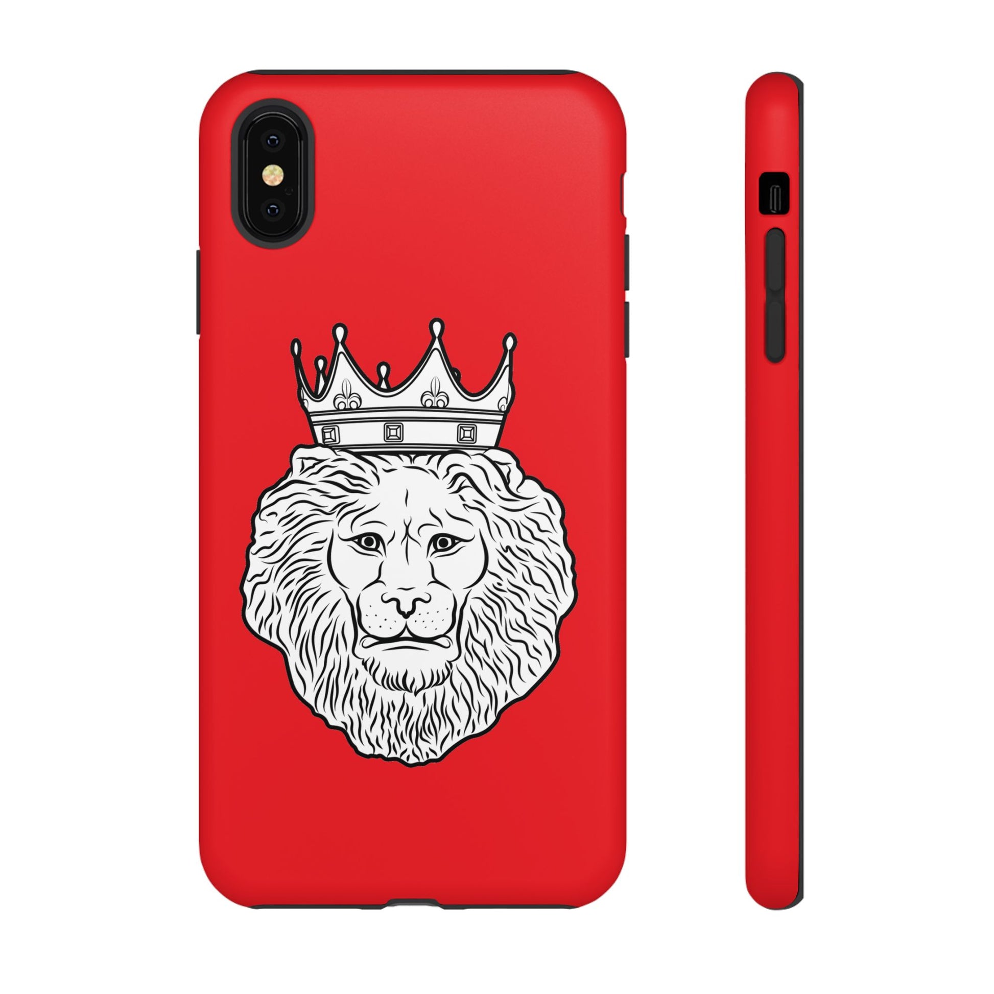 Red KING phone case for iPhone, Samsung, Google Pixel with faith-inspired Christian design