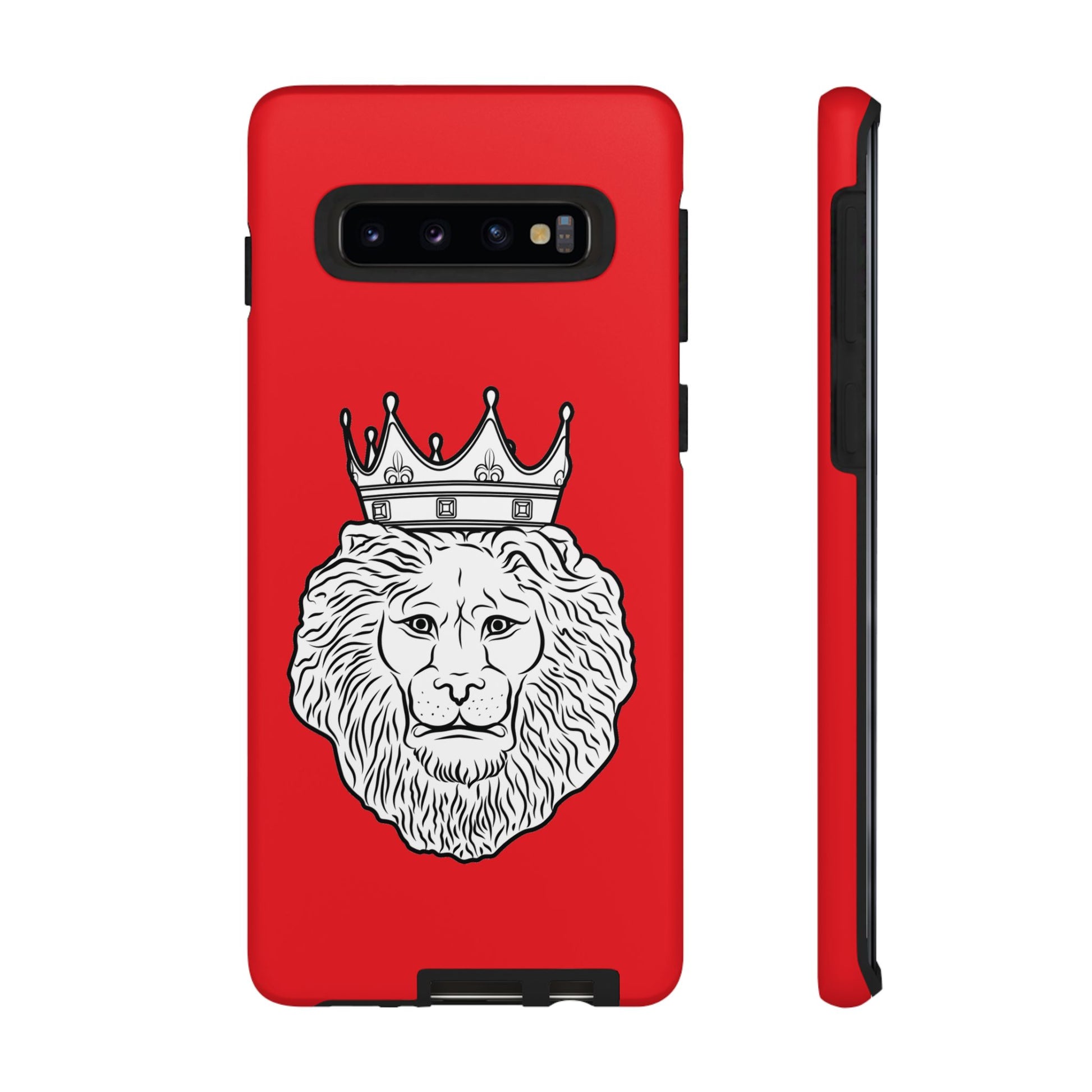 Red KING phone case for iPhone, Samsung, Google Pixel with faith-inspired Christian design
