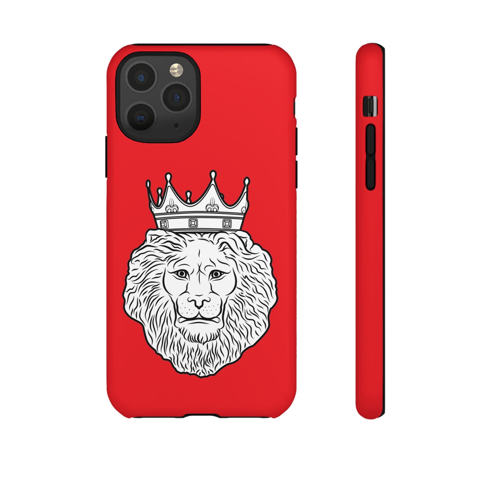 Red KING phone case for iPhone, Samsung, Google Pixel with faith-inspired Christian design