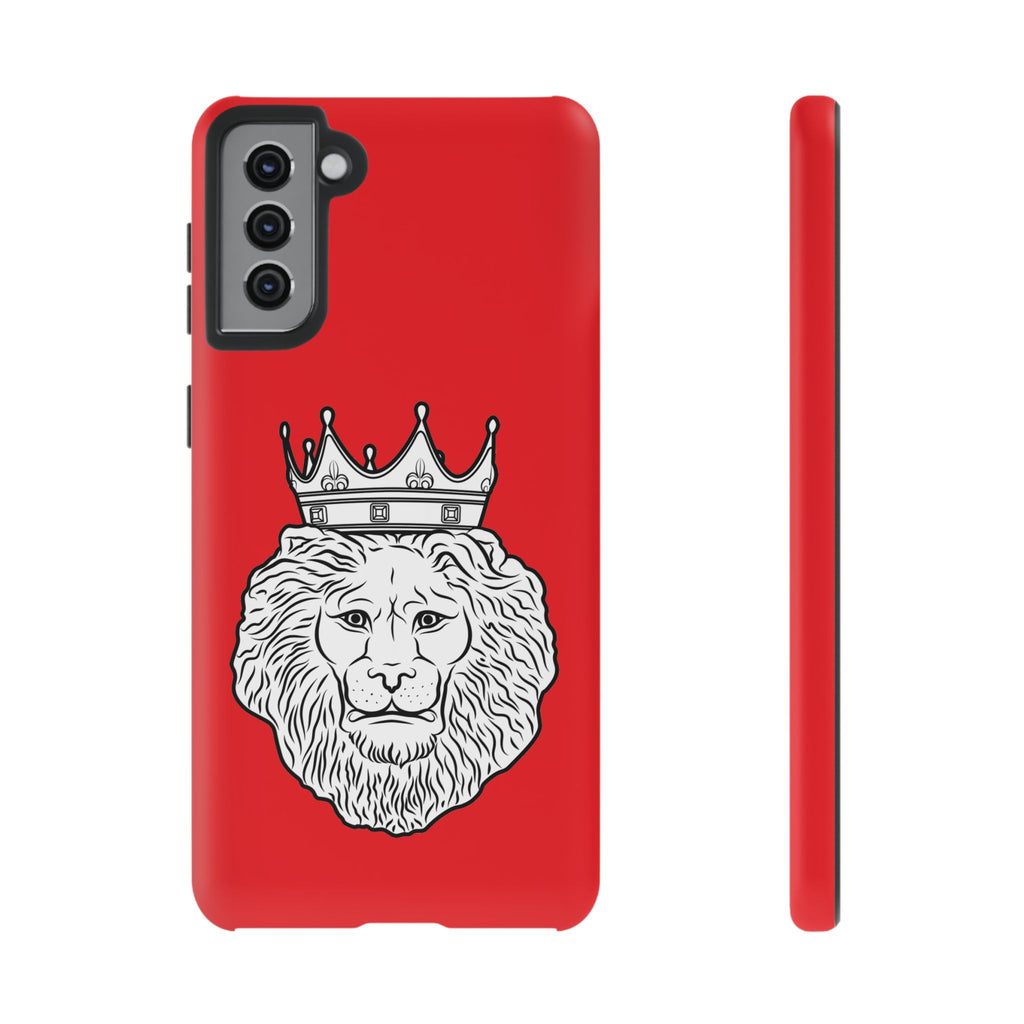 KING red phone case with symbolic Christian design, ideal for faith-driven lifestyle