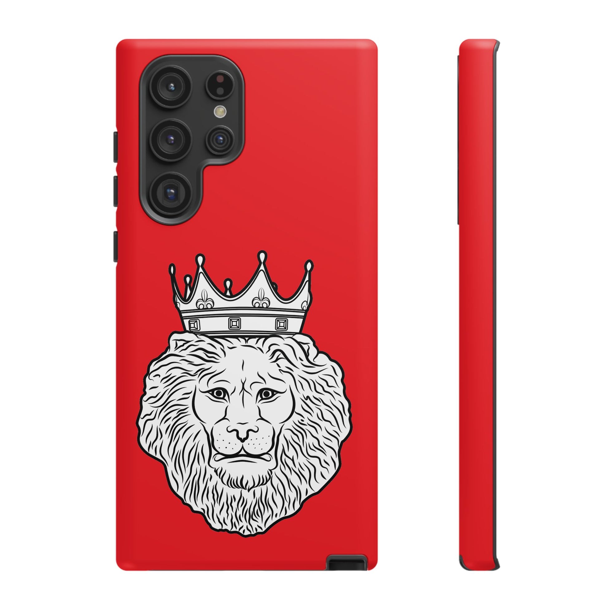 Dual-layer KING red phone cover for iPhone, Samsung, Google Pixel, with bold Christian identity