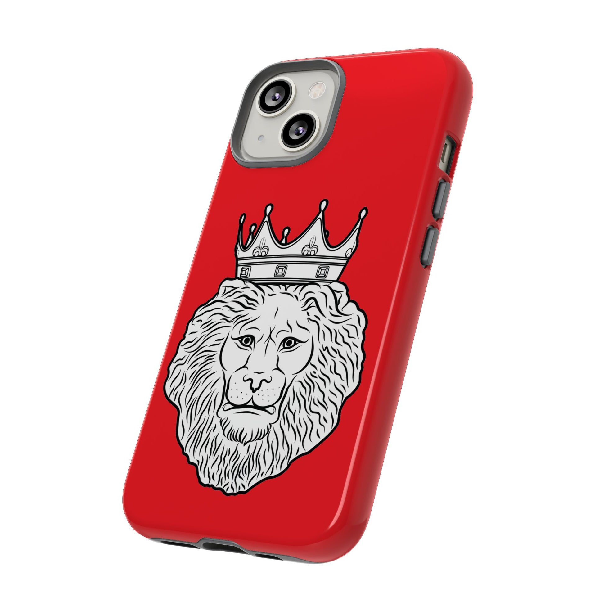Dual-layer KING red phone cover for iPhone, Samsung, Google Pixel, with bold Christian identity