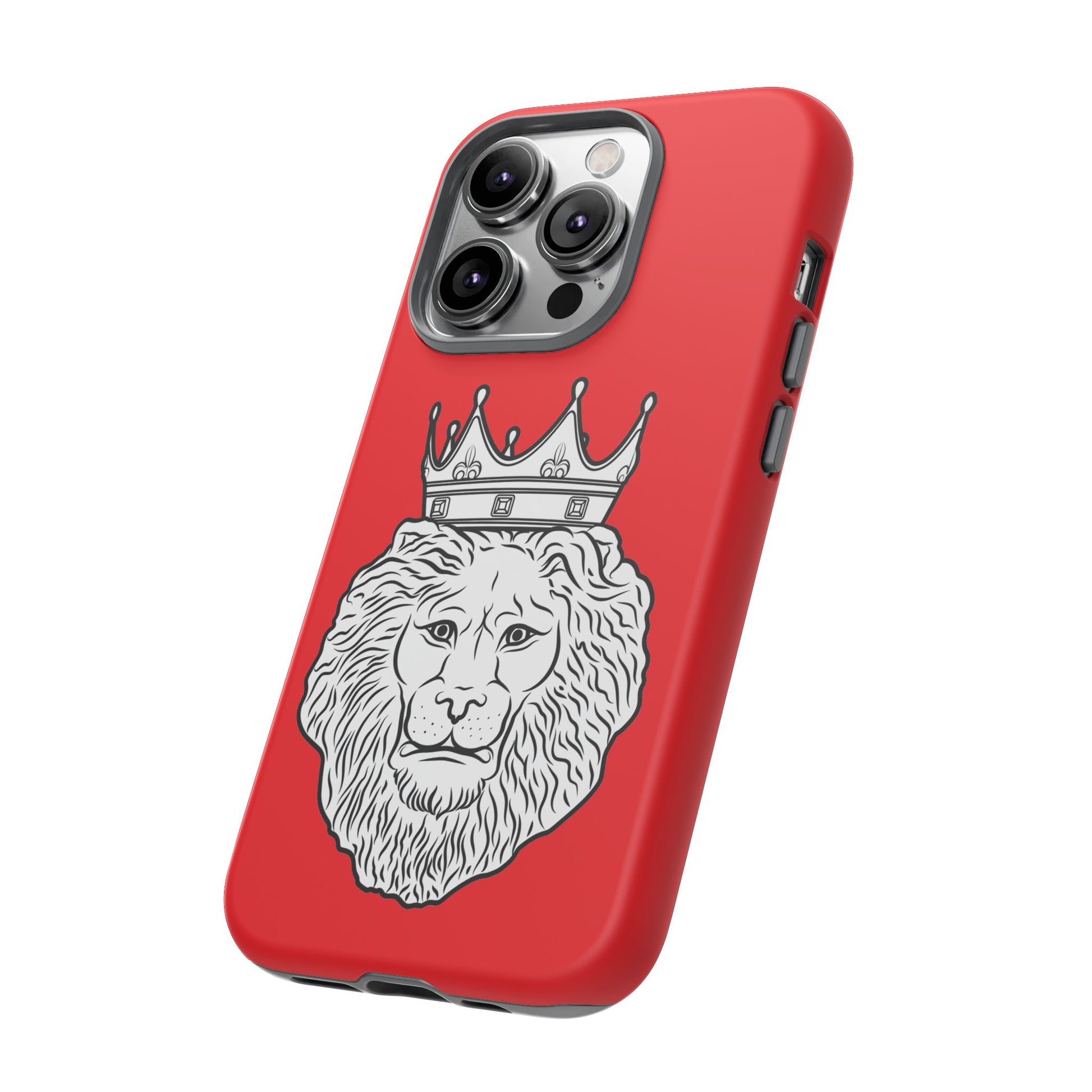 Dual-layer KING red phone cover for iPhone, Samsung, Google Pixel, with bold Christian identity