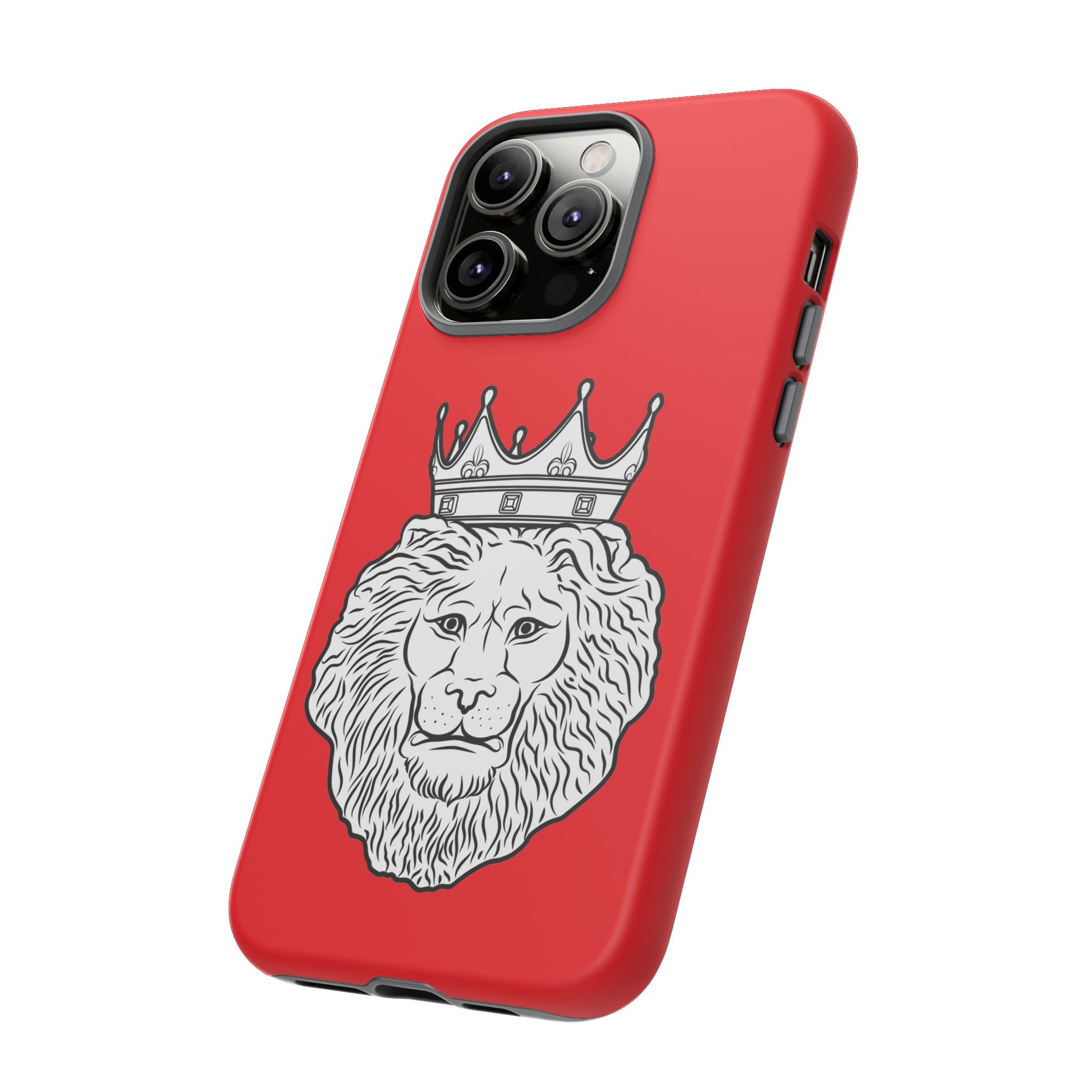 Dual-layer KING red phone cover for iPhone, Samsung, Google Pixel, with bold Christian identity