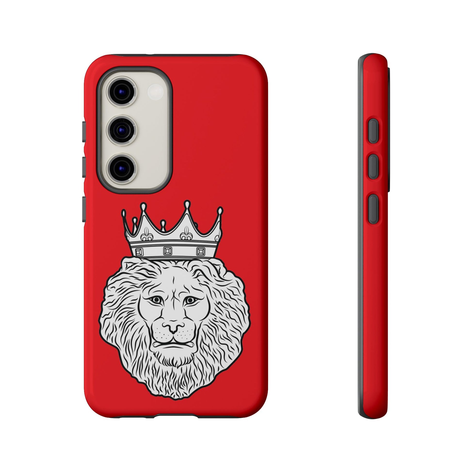 Dual-layer KING red phone cover for iPhone, Samsung, Google Pixel, with bold Christian identity