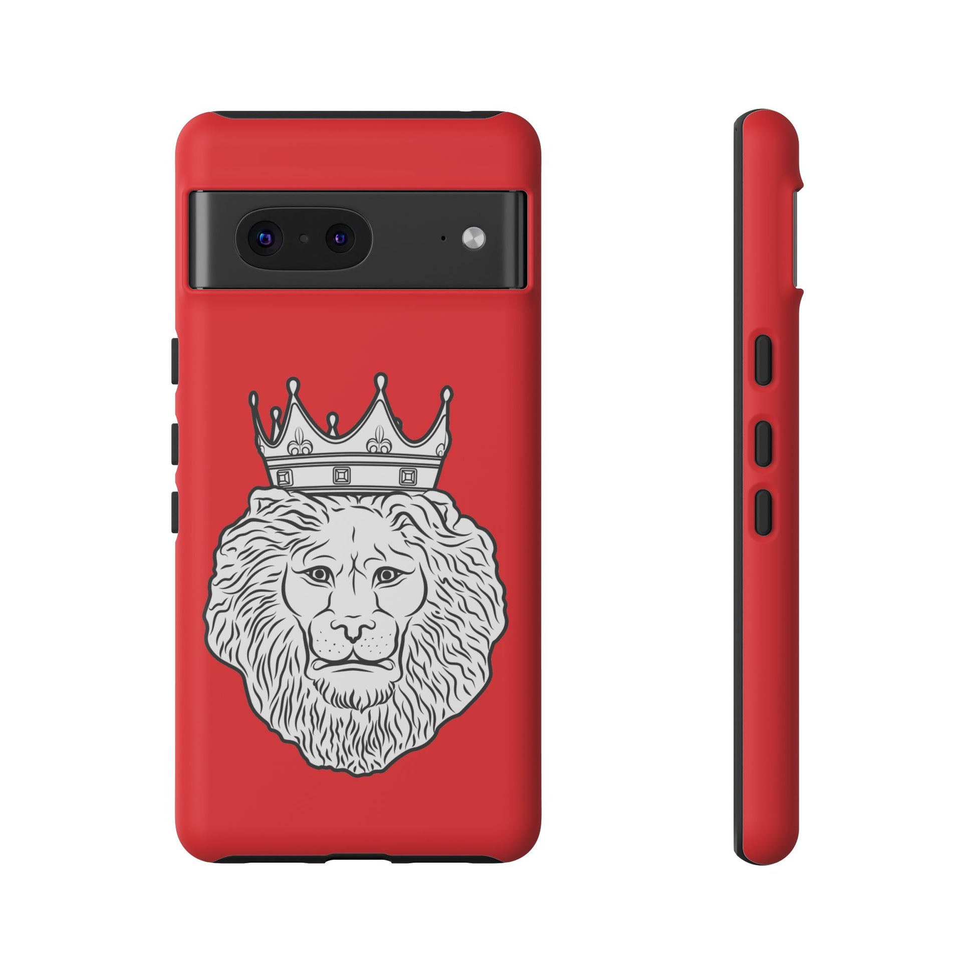 Dual-layer KING red phone cover for iPhone, Samsung, Google Pixel, with bold Christian identity