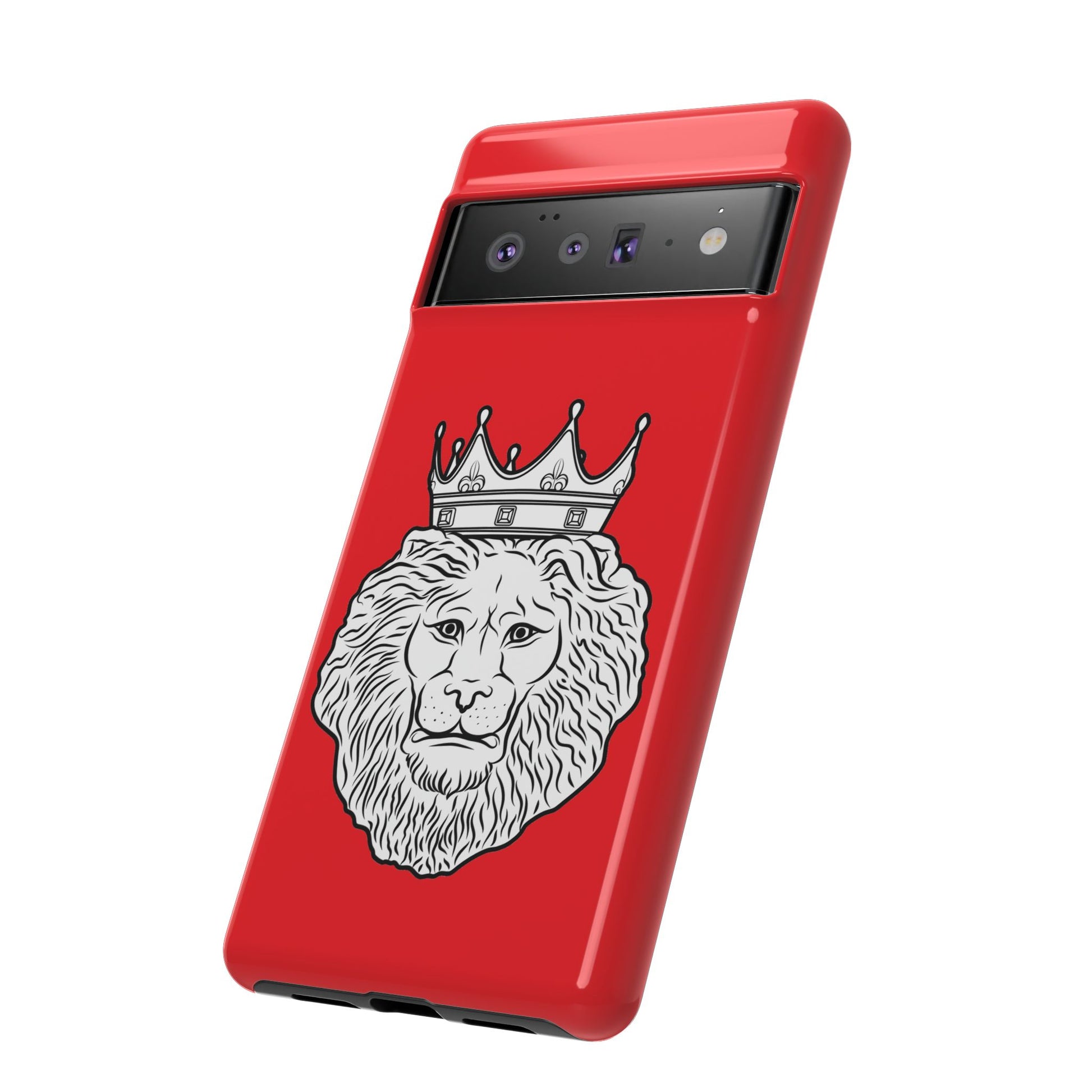 Red KING phone case showcasing strength and faith, perfect gift for Christian believers