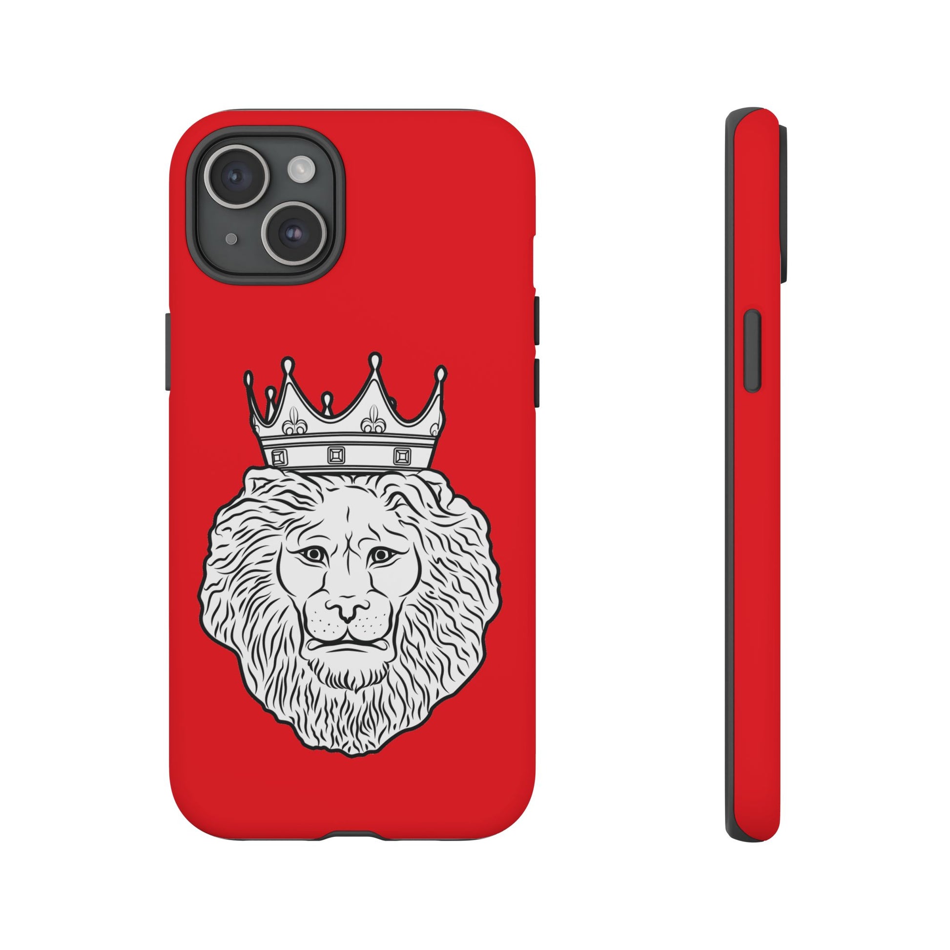 Red KING phone case showcasing strength and faith, perfect gift for Christian believers