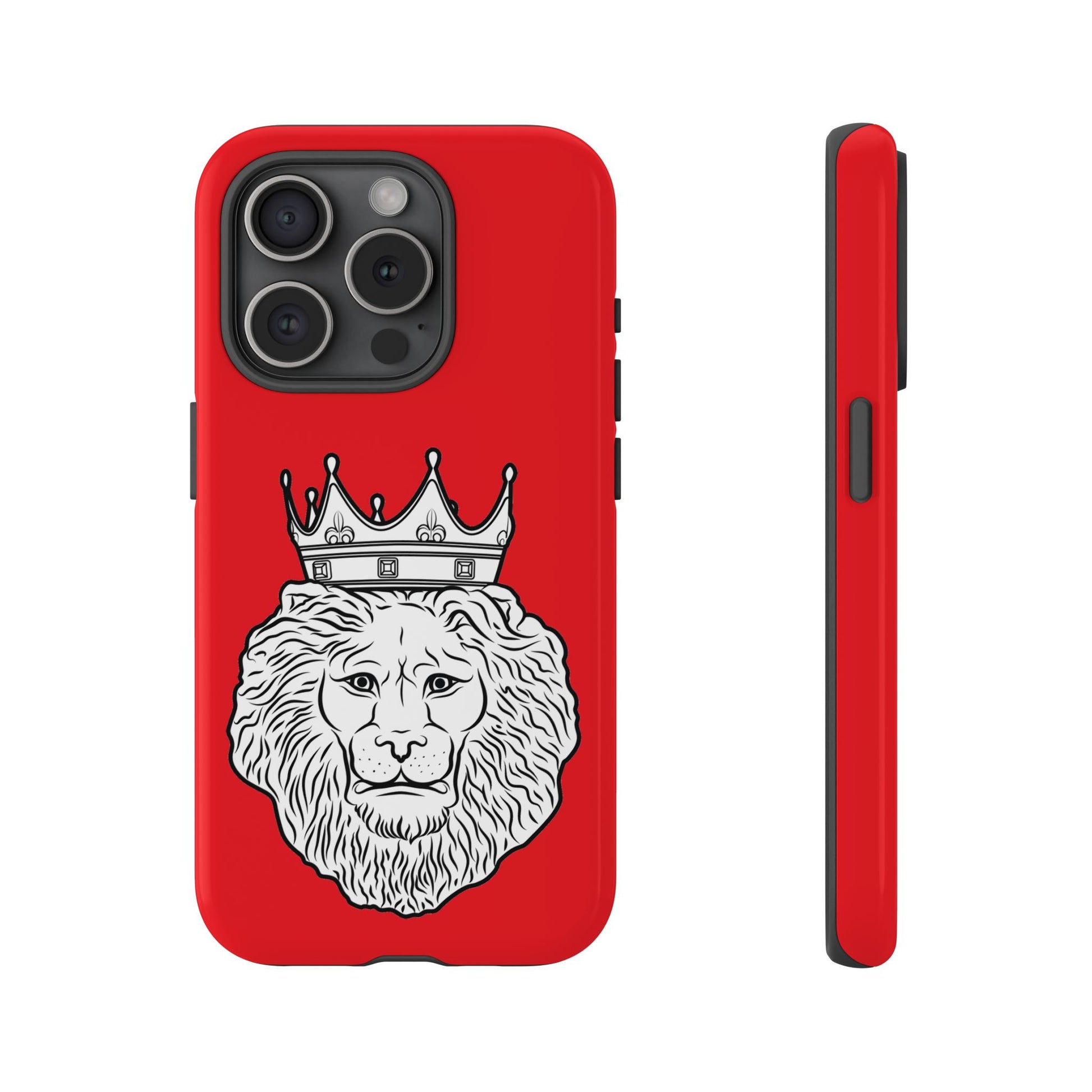 Red KING phone case showcasing strength and faith, perfect gift for Christian believers