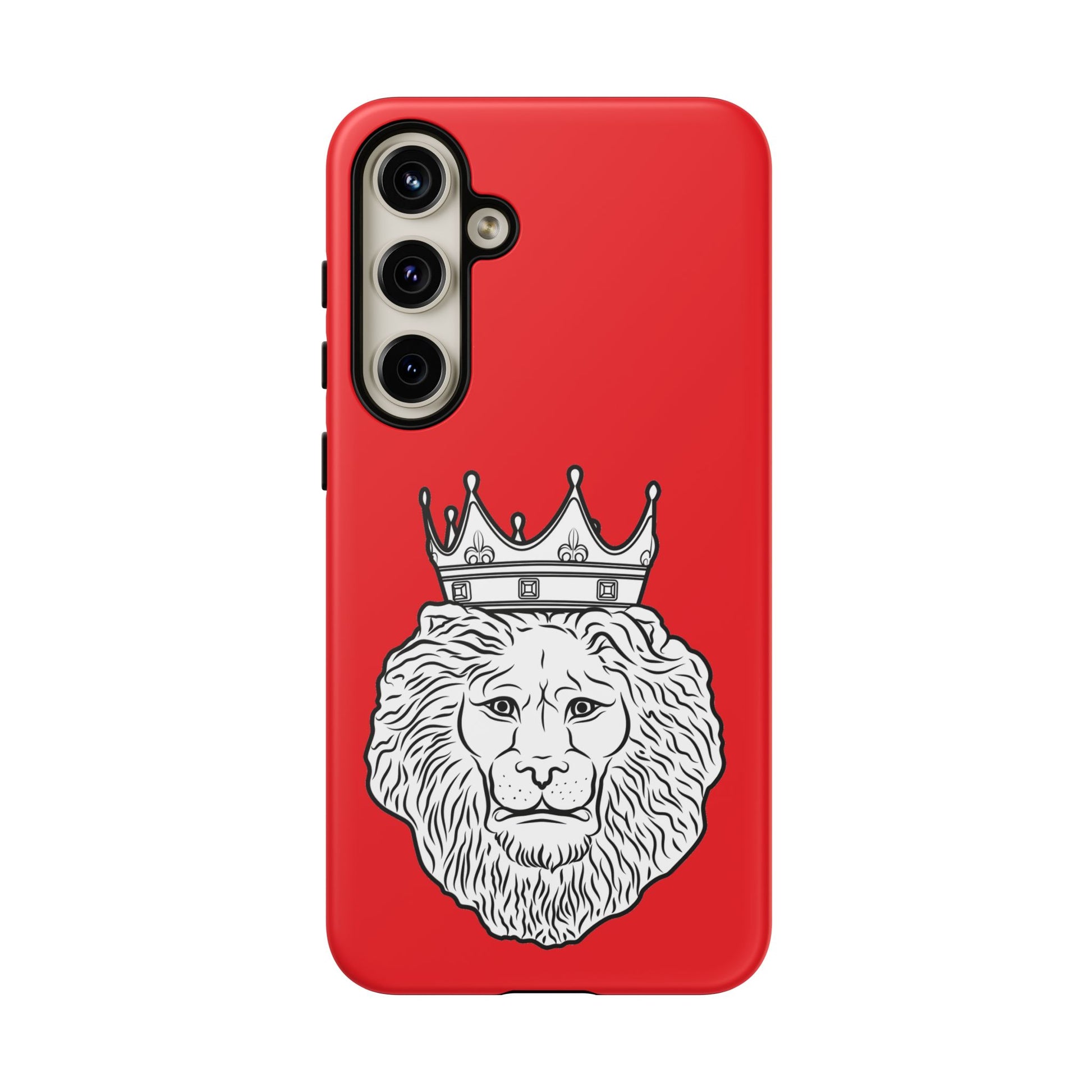 Red KING phone case showcasing strength and faith, perfect gift for Christian believers