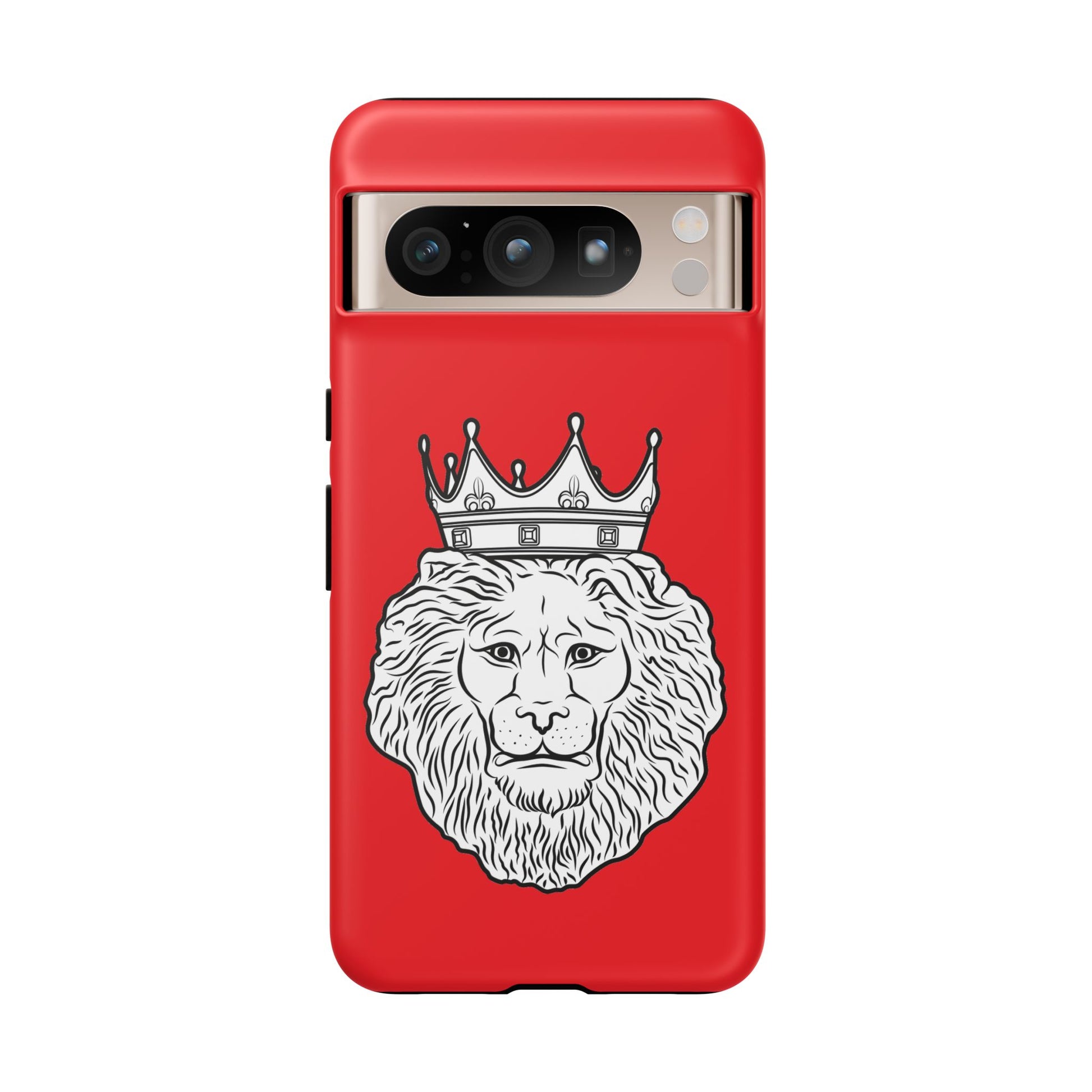 Red KING phone case showcasing strength and faith, perfect gift for Christian believers