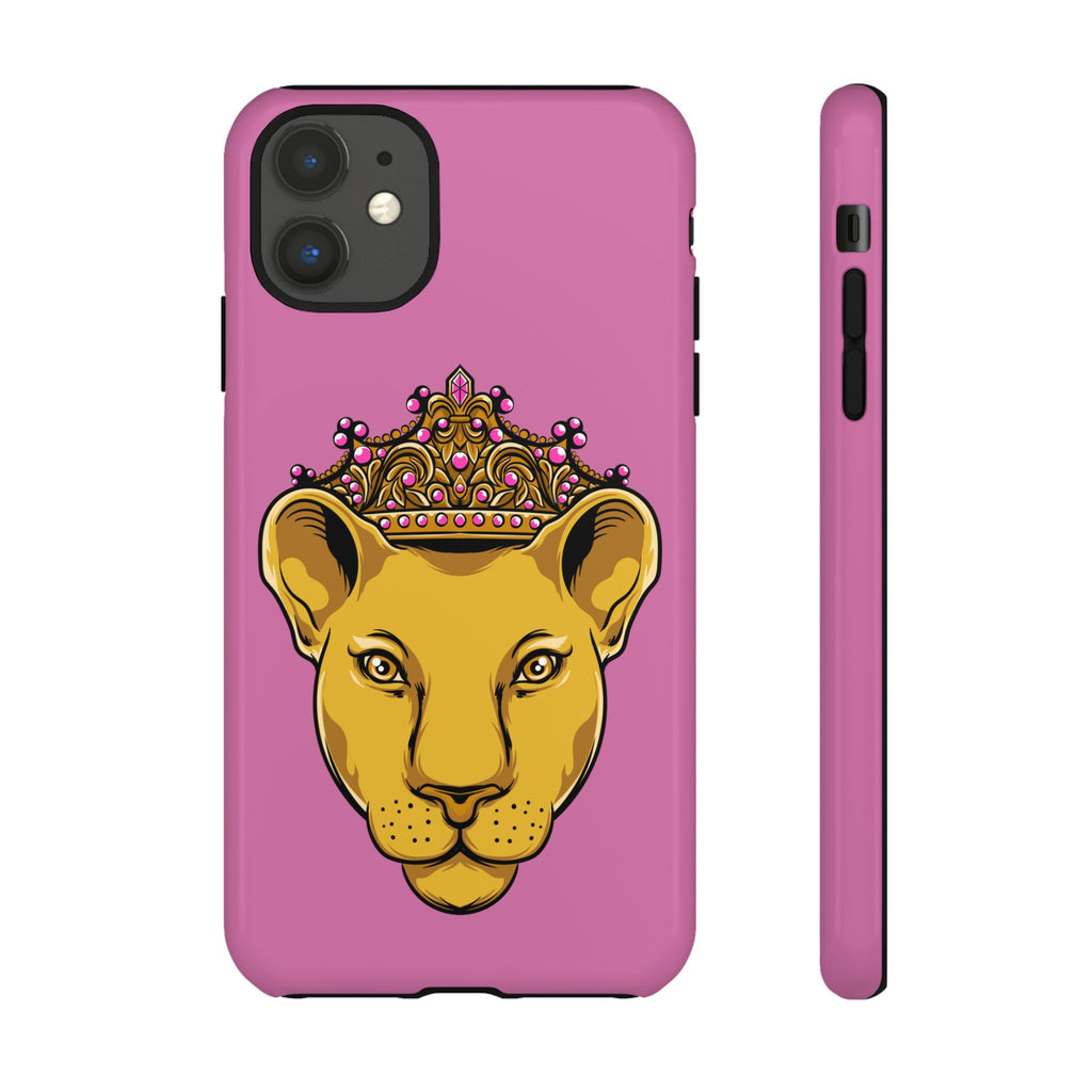 Baby pink LIONESS phone case for women - Christian faith-inspired protective cover with bold design