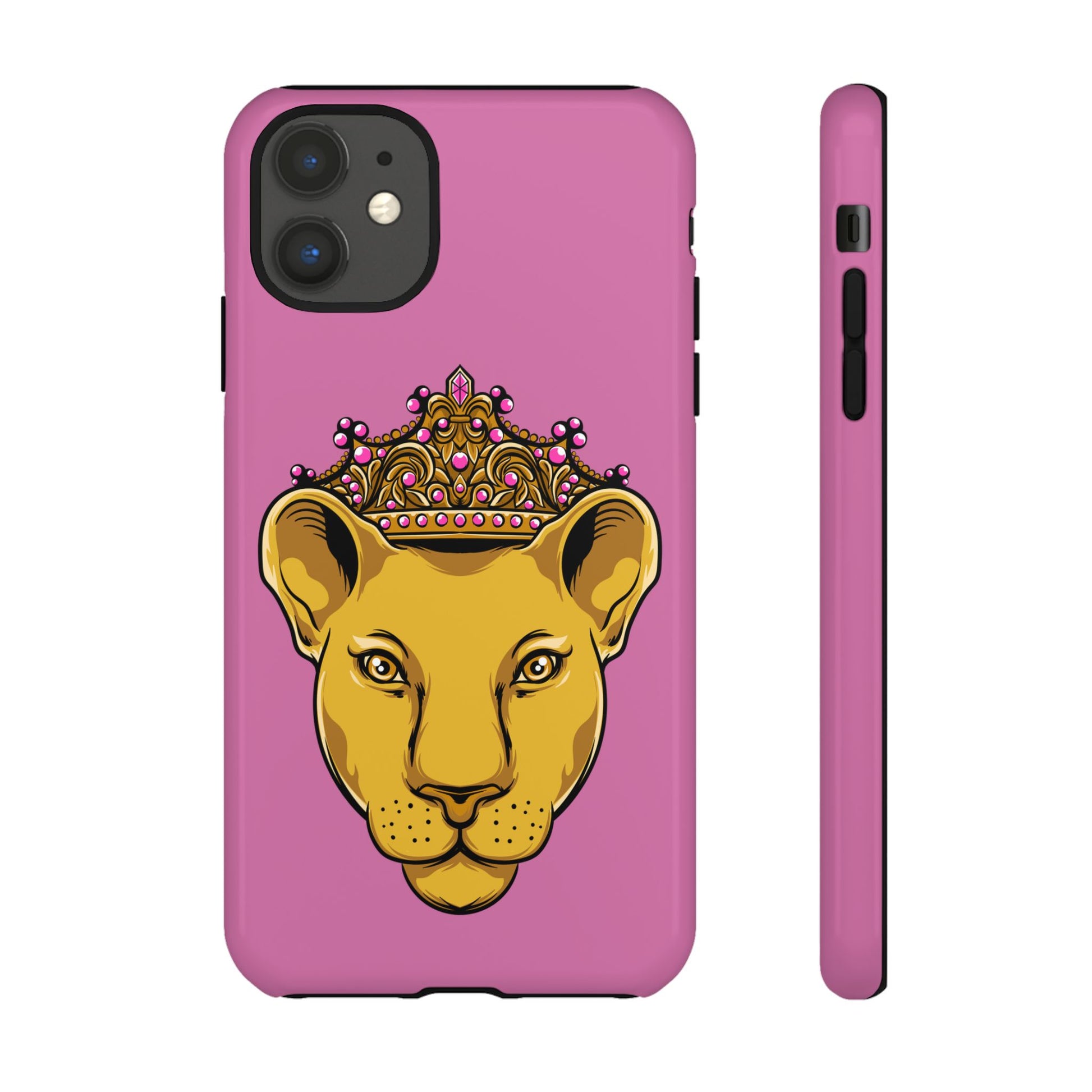 Baby pink LIONESS phone case for women - Christian faith-inspired protective cover with bold design