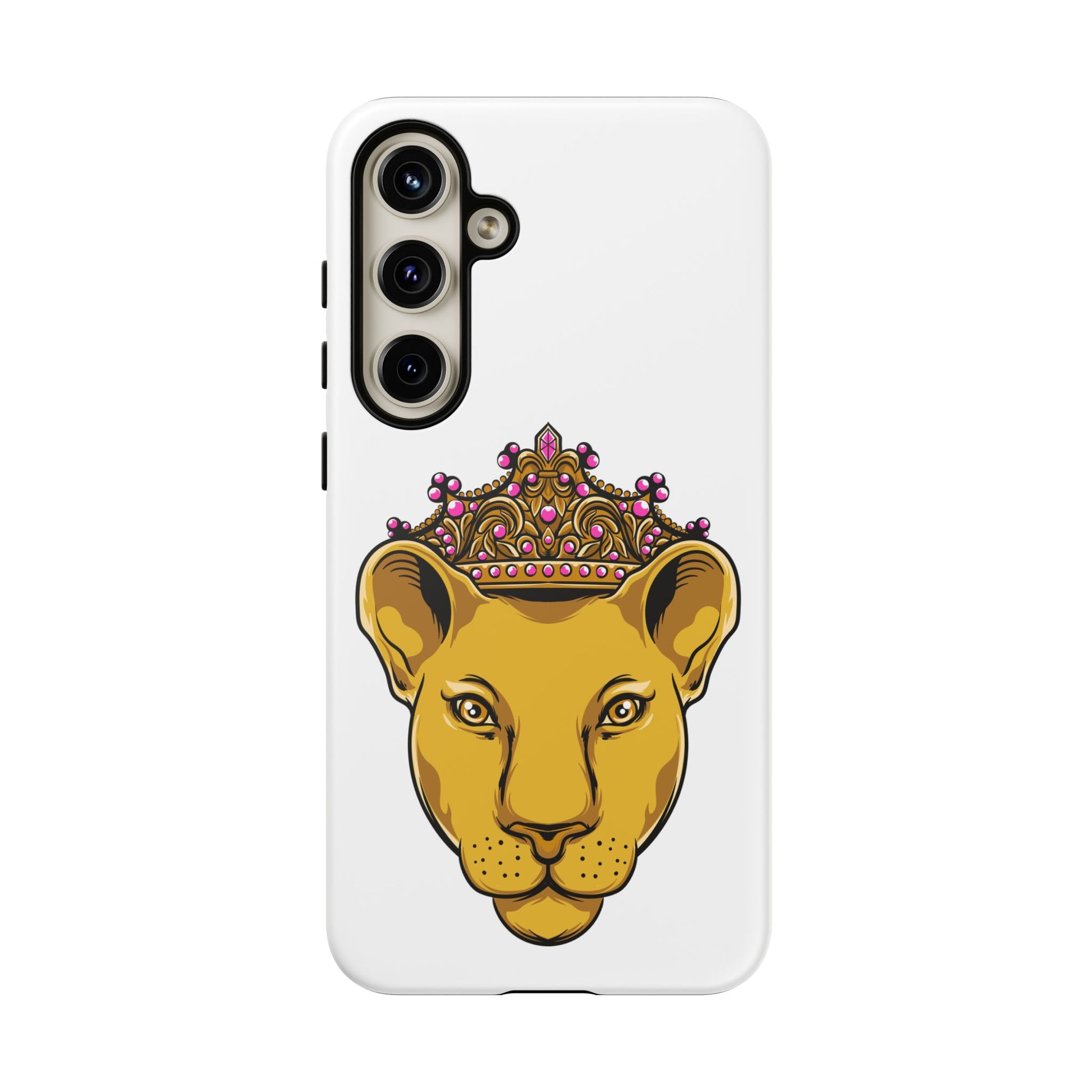 White LIONESS phone case celebrating faith and strength, perfect gift for Christian women