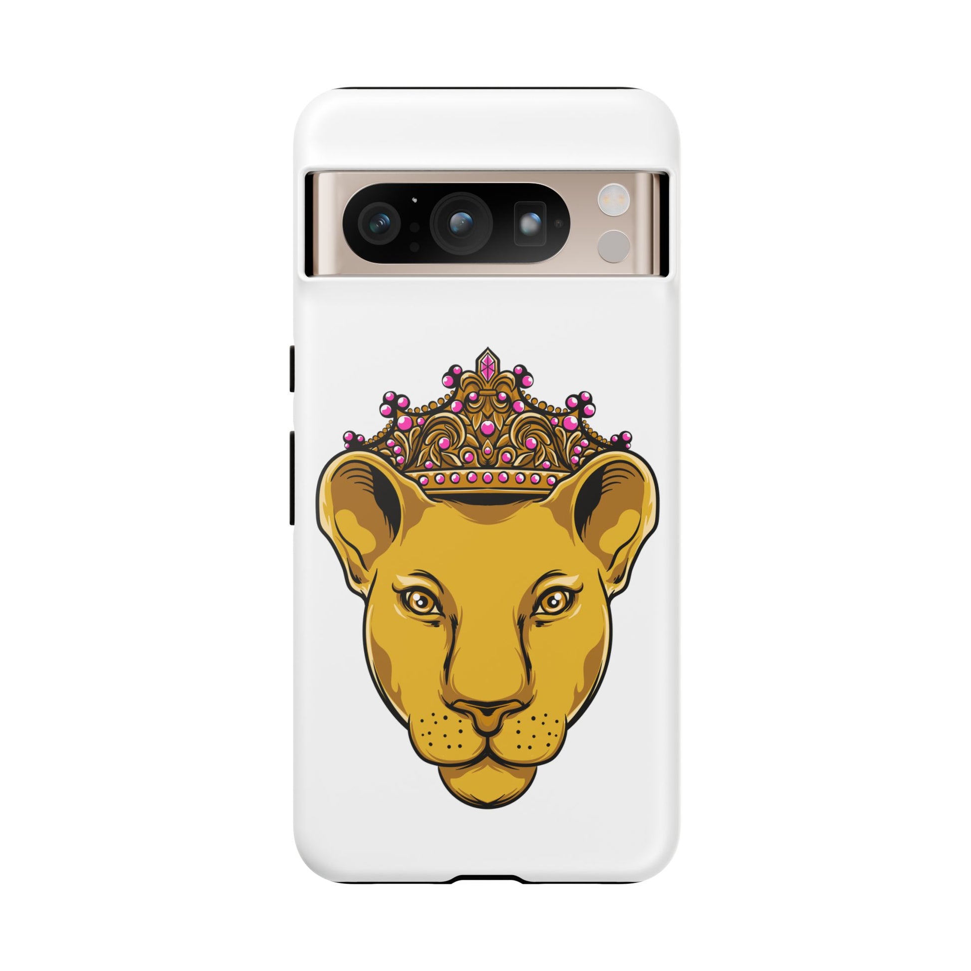White LIONESS phone case celebrating faith and strength, perfect gift for Christian women