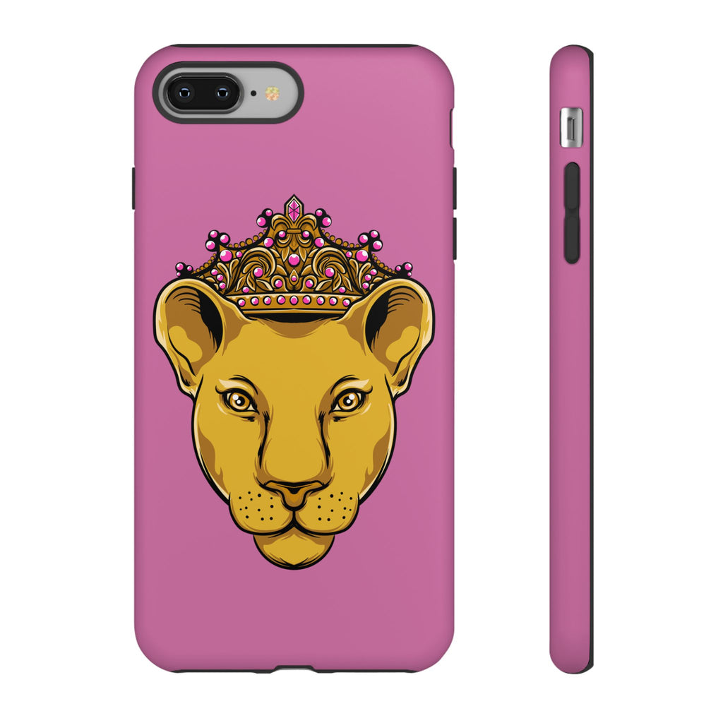Baby pink LIONESS phone case for women - Christian faith-inspired protective cover with bold design