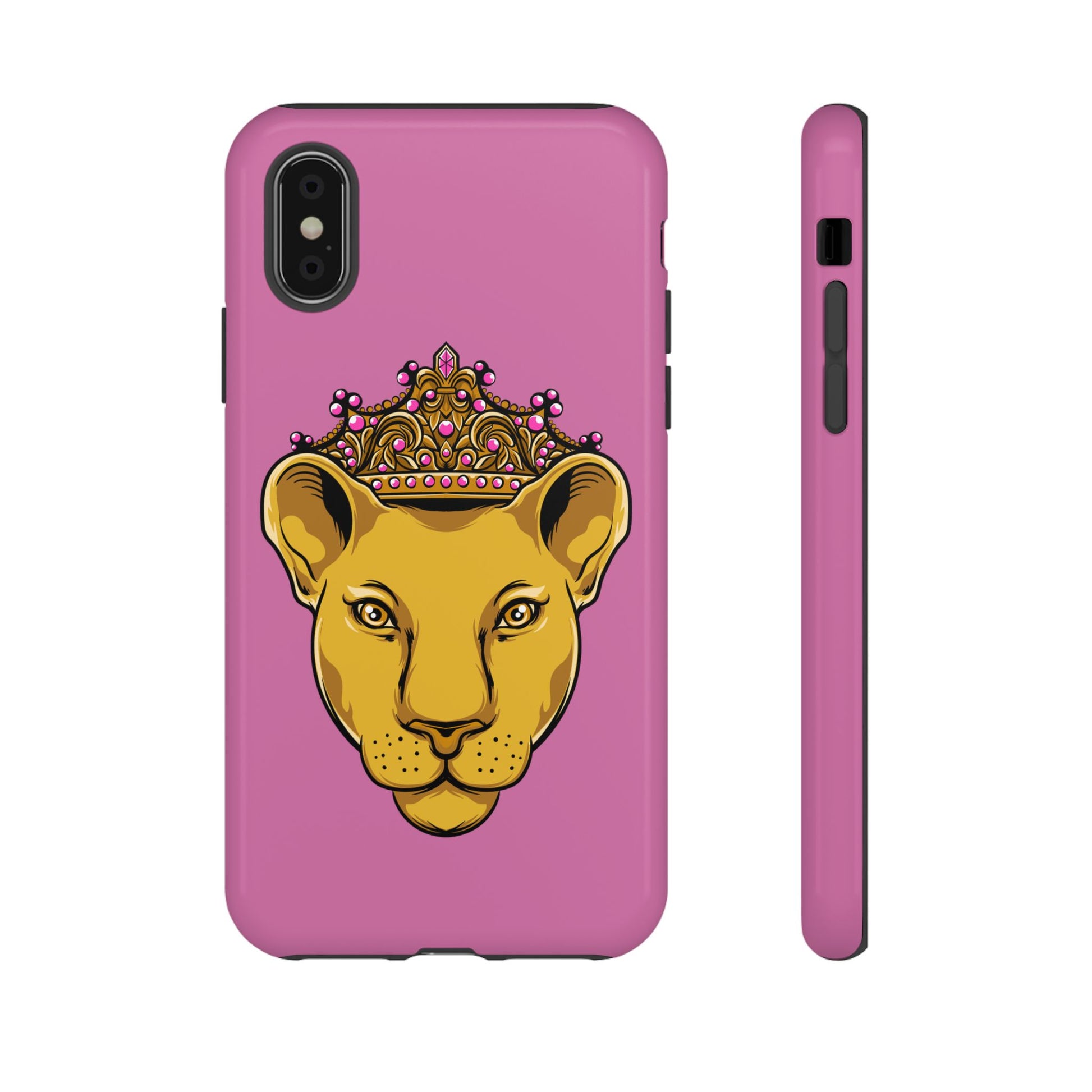 Baby pink LIONESS phone case for women - Christian faith-inspired protective cover with bold design