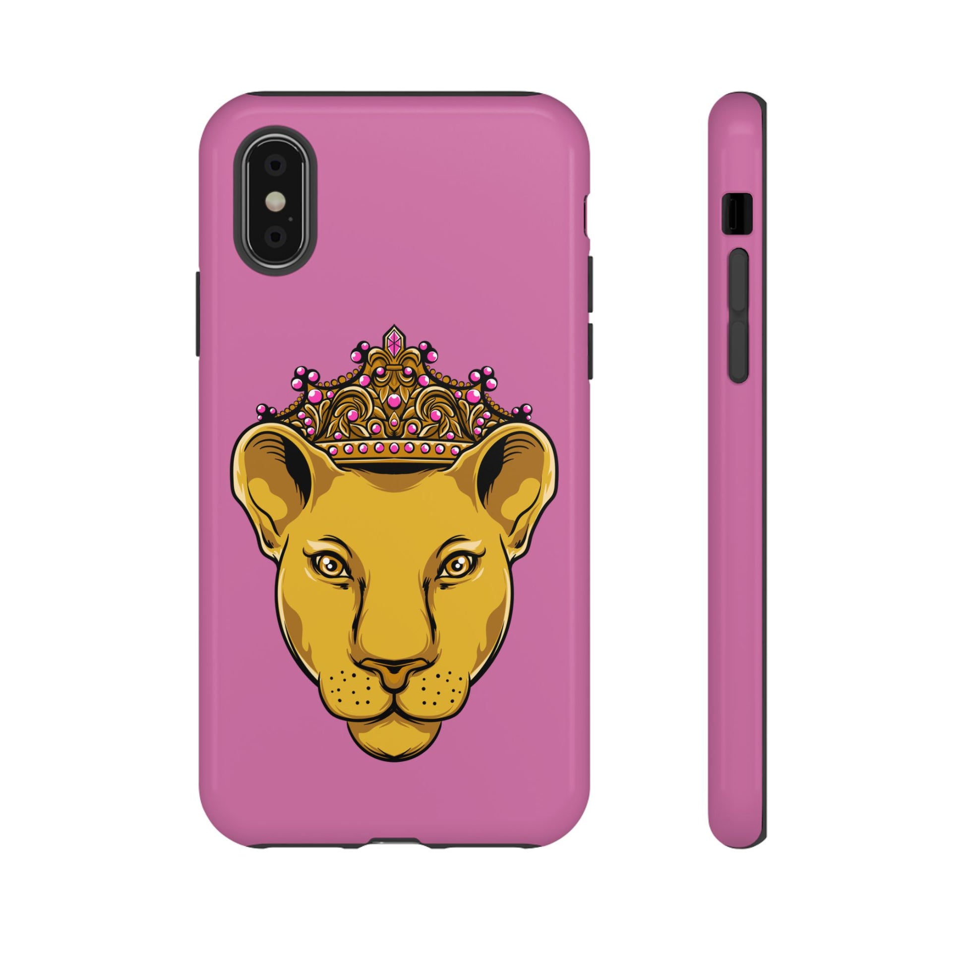 Baby pink LIONESS phone case for women - Christian faith-inspired protective cover with bold design