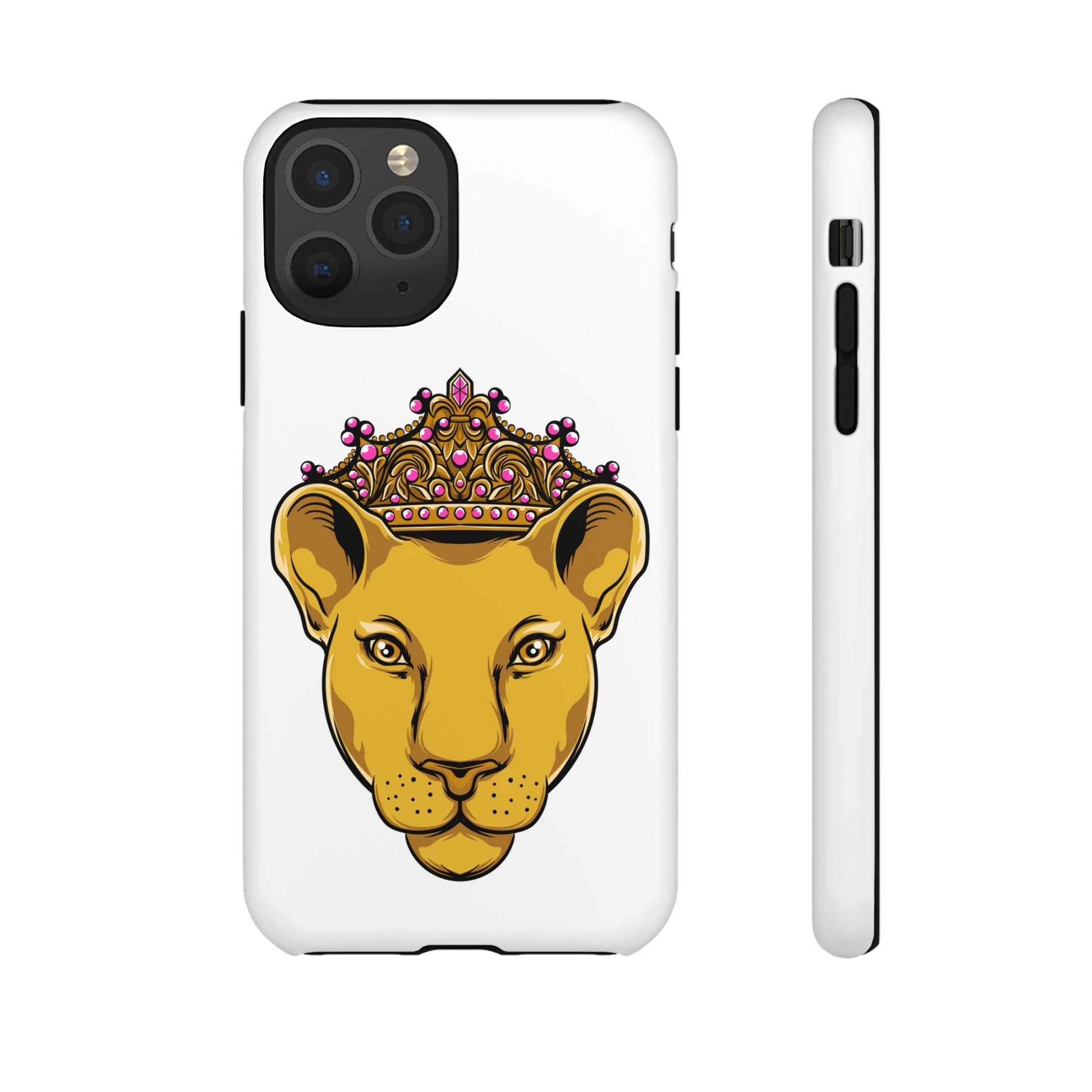 LIONESS white protective phone cover with dual-layer durability, faith-inspired style