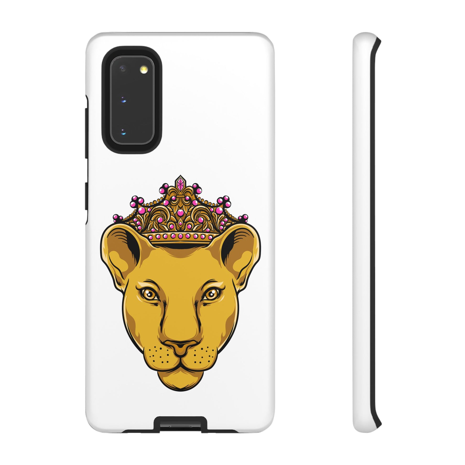LIONESS white protective phone cover with dual-layer durability, faith-inspired style
