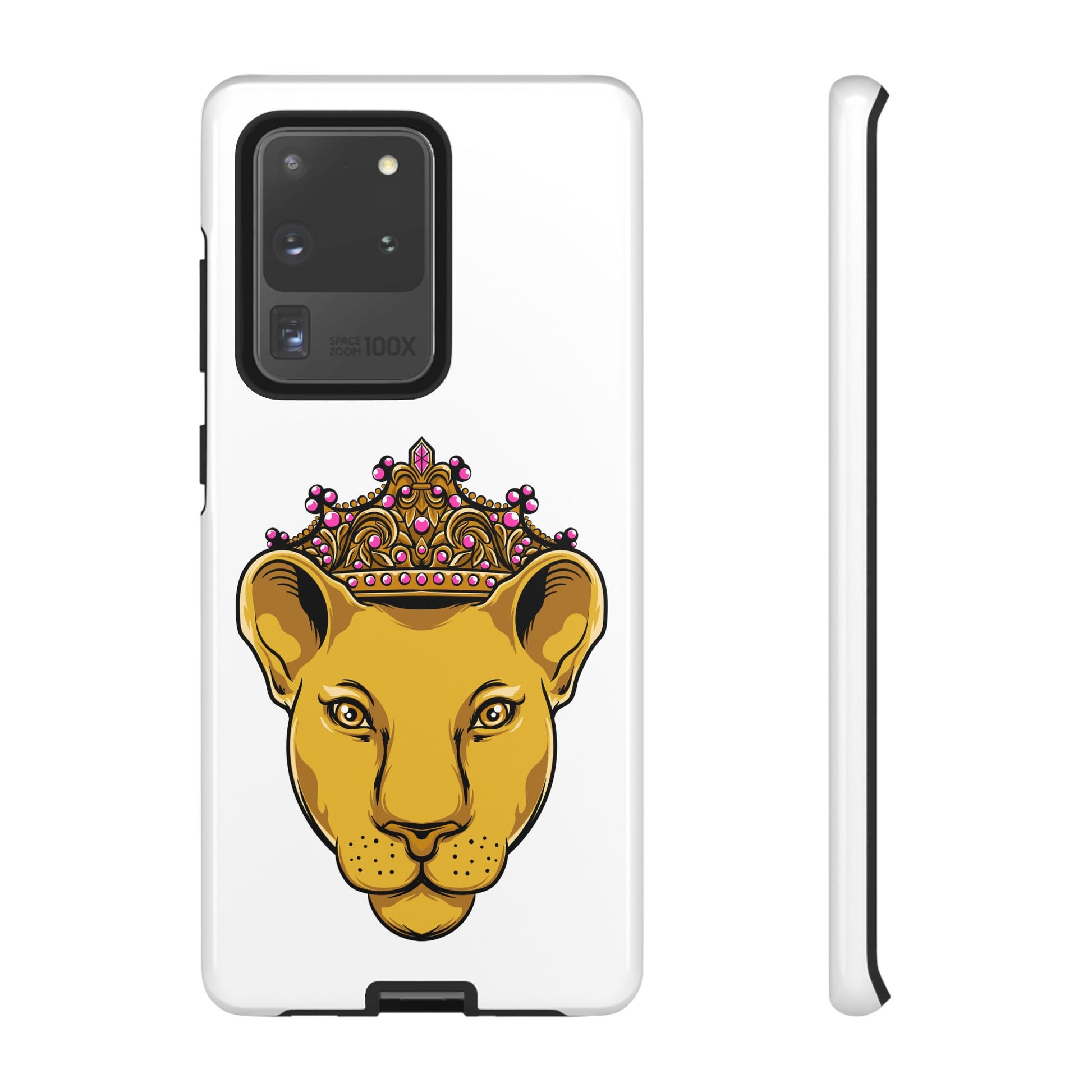 LIONESS white protective phone cover with dual-layer durability, faith-inspired style