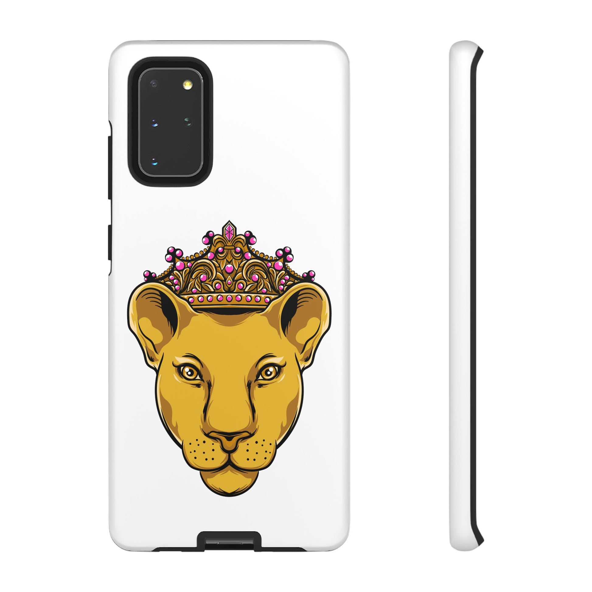 LIONESS white protective phone cover with dual-layer durability, faith-inspired style