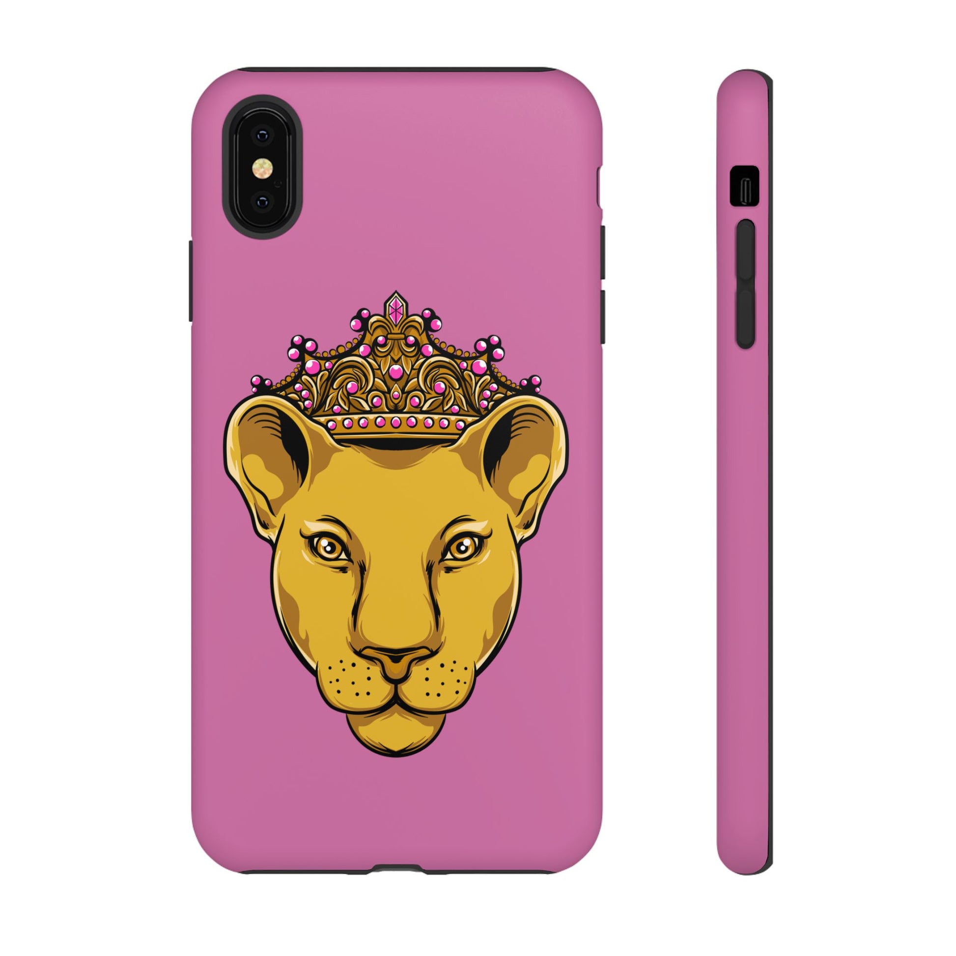 Baby pink LIONESS phone case for women - Christian faith-inspired protective cover with bold design
