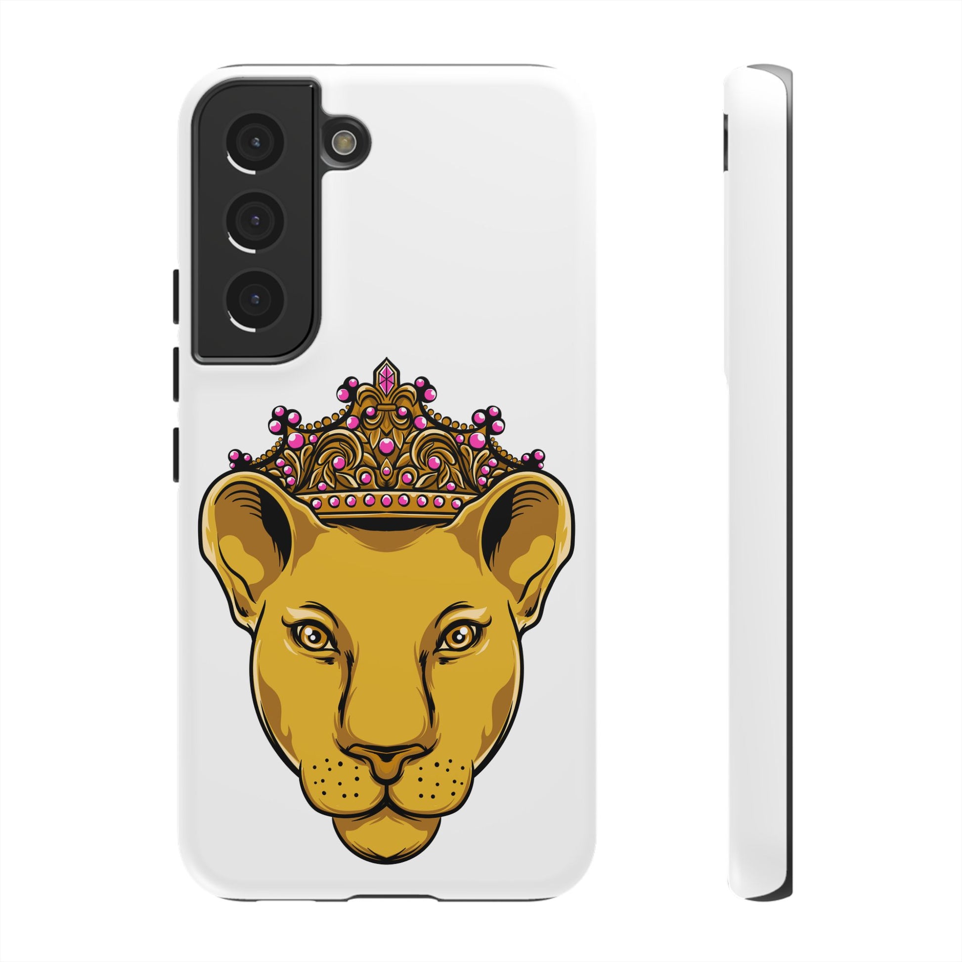 Dual-layer LIONESS phone cover in white for iPhone, Samsung, Google Pixel, Christian streetwear
