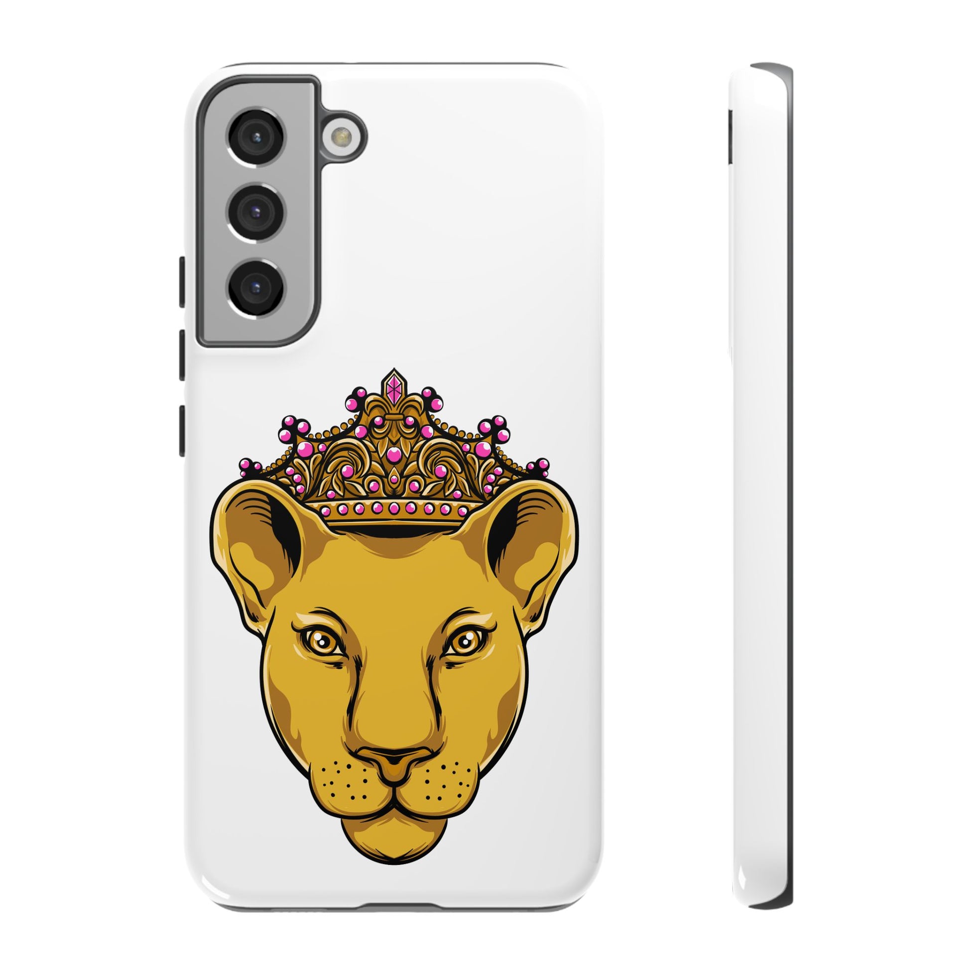 Dual-layer LIONESS phone cover in white for iPhone, Samsung, Google Pixel, Christian streetwear