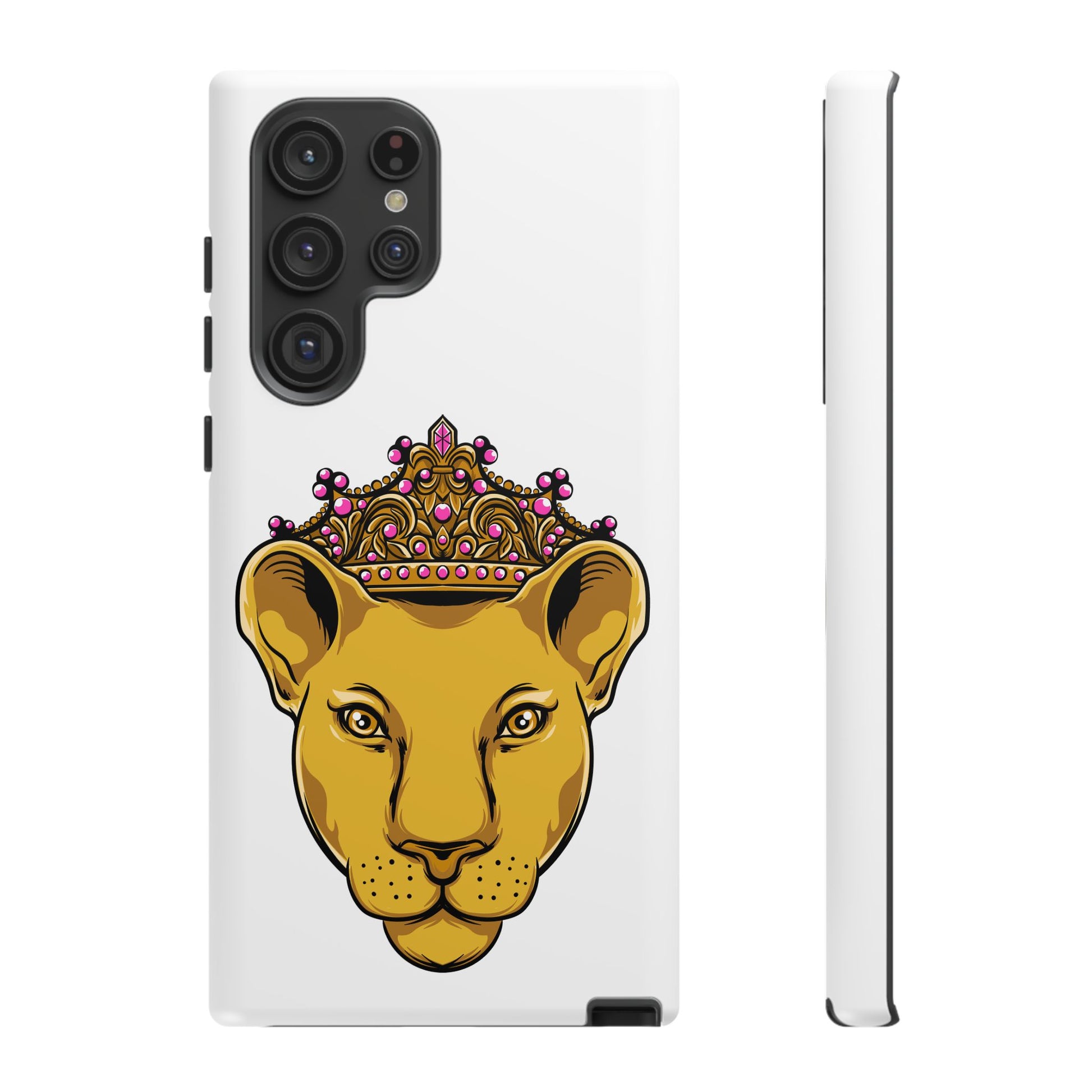 Dual-layer LIONESS phone cover in white for iPhone, Samsung, Google Pixel, Christian streetwear
