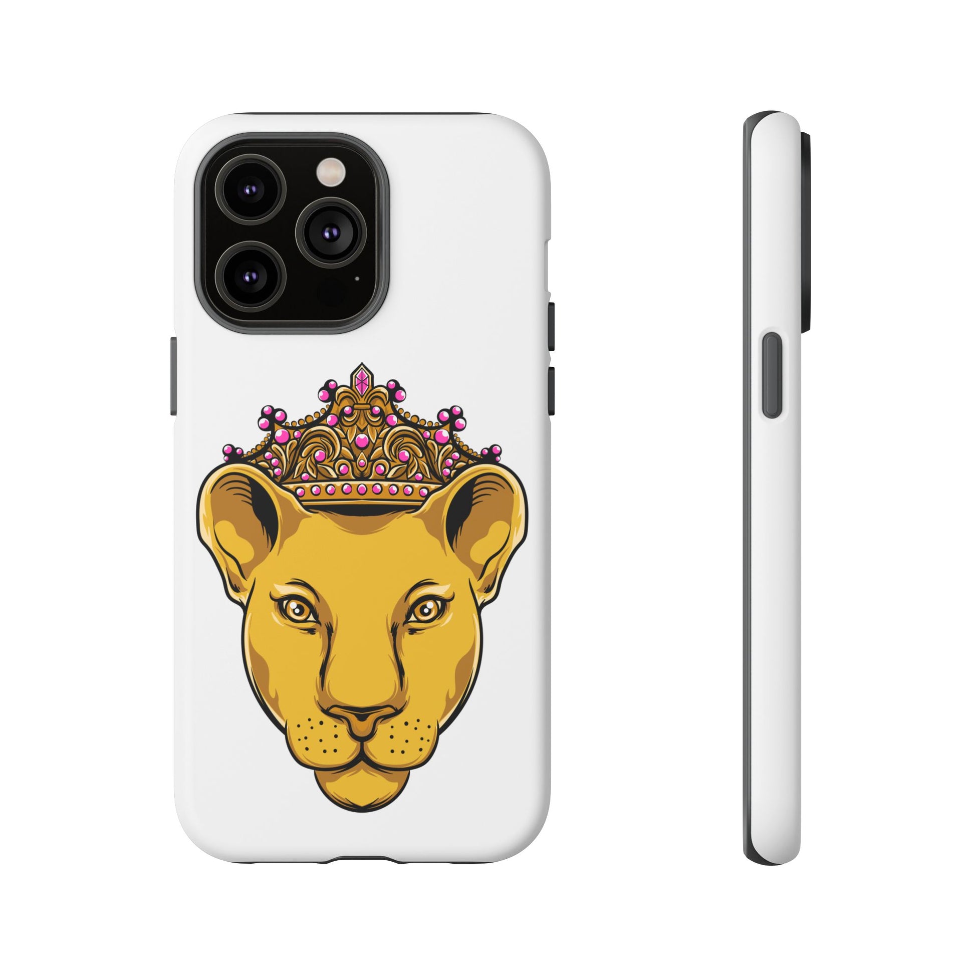 Dual-layer LIONESS phone cover in white for iPhone, Samsung, Google Pixel, Christian streetwear