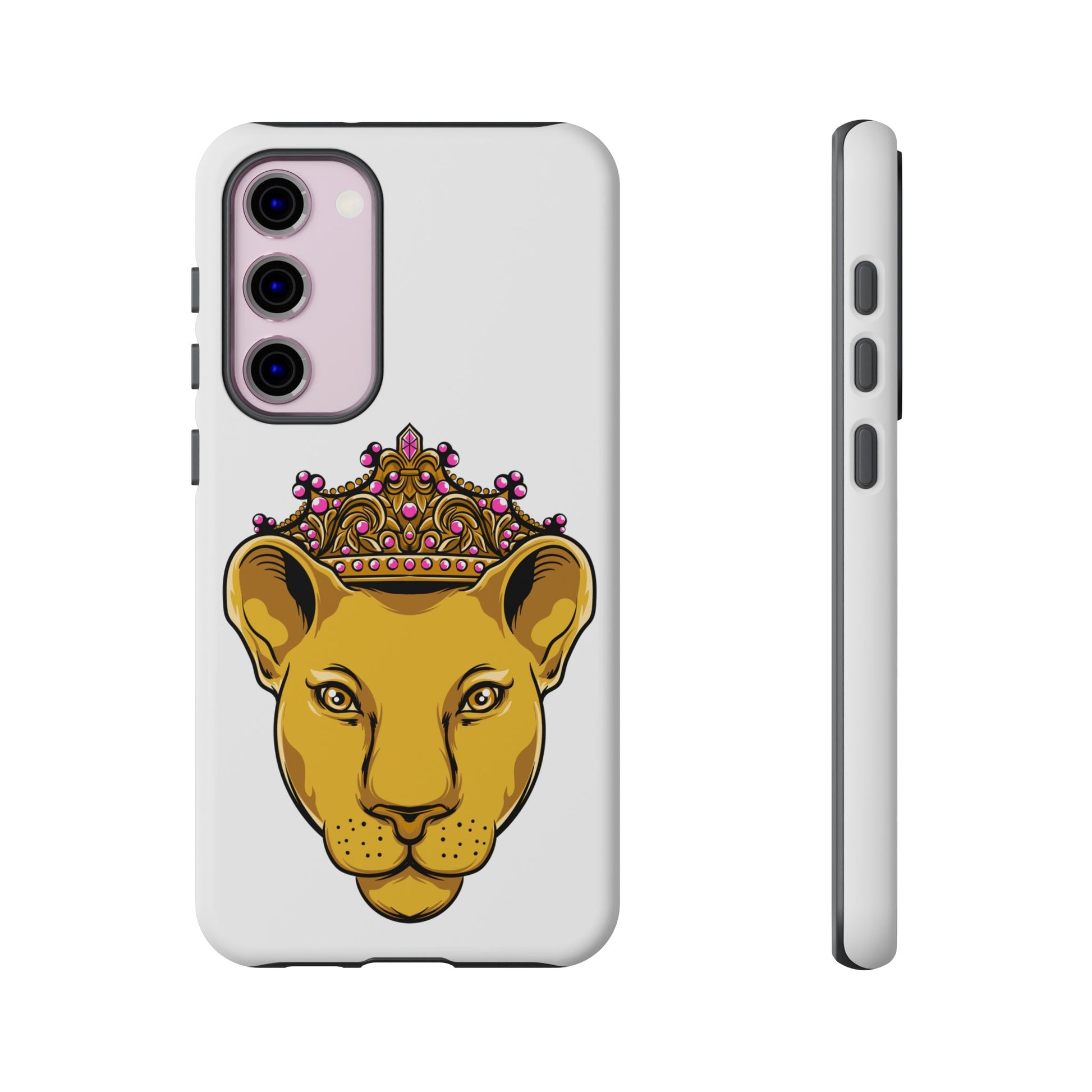 Dual-layer LIONESS phone cover in white for iPhone, Samsung, Google Pixel, Christian streetwear