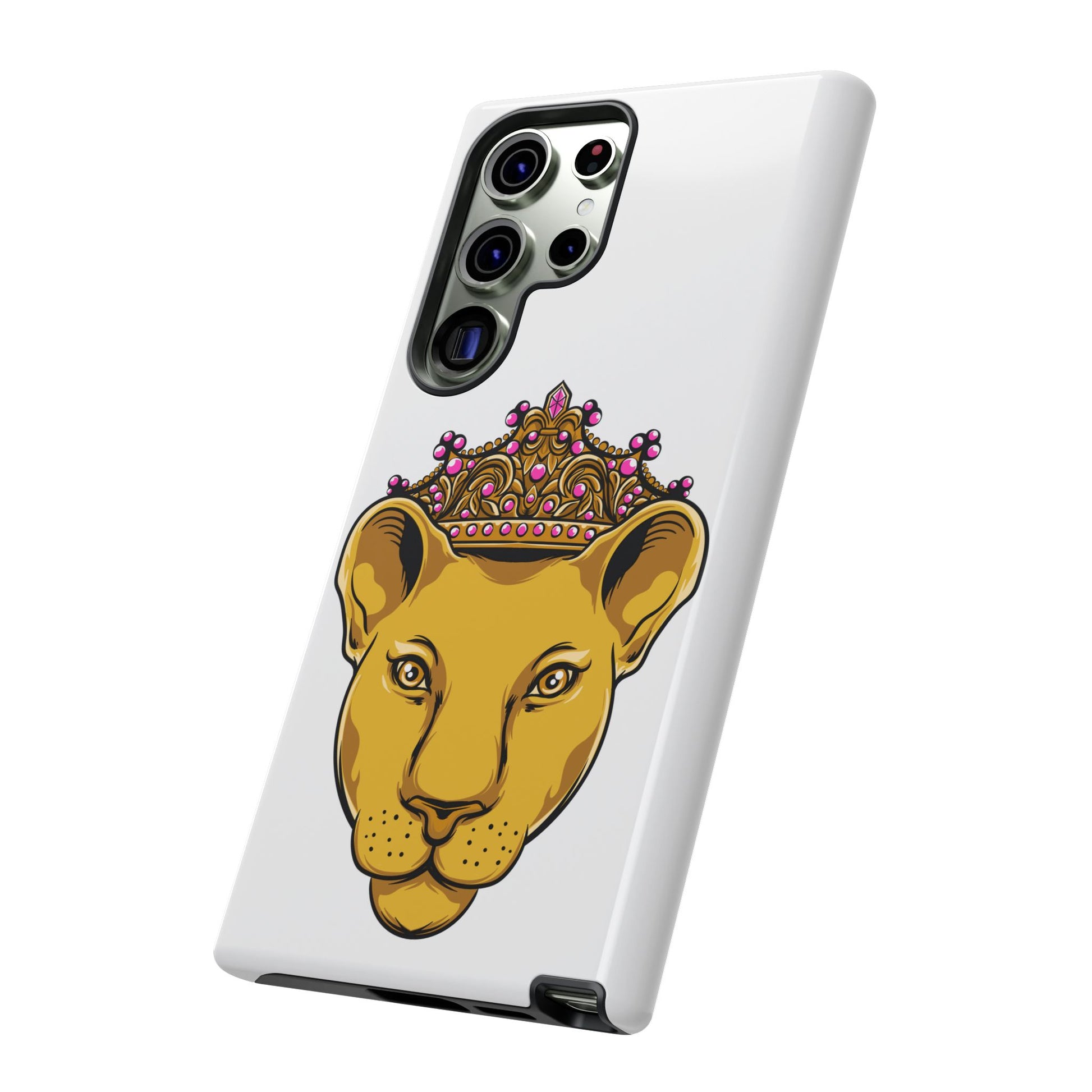 Dual-layer LIONESS phone cover in white for iPhone, Samsung, Google Pixel, Christian streetwear
