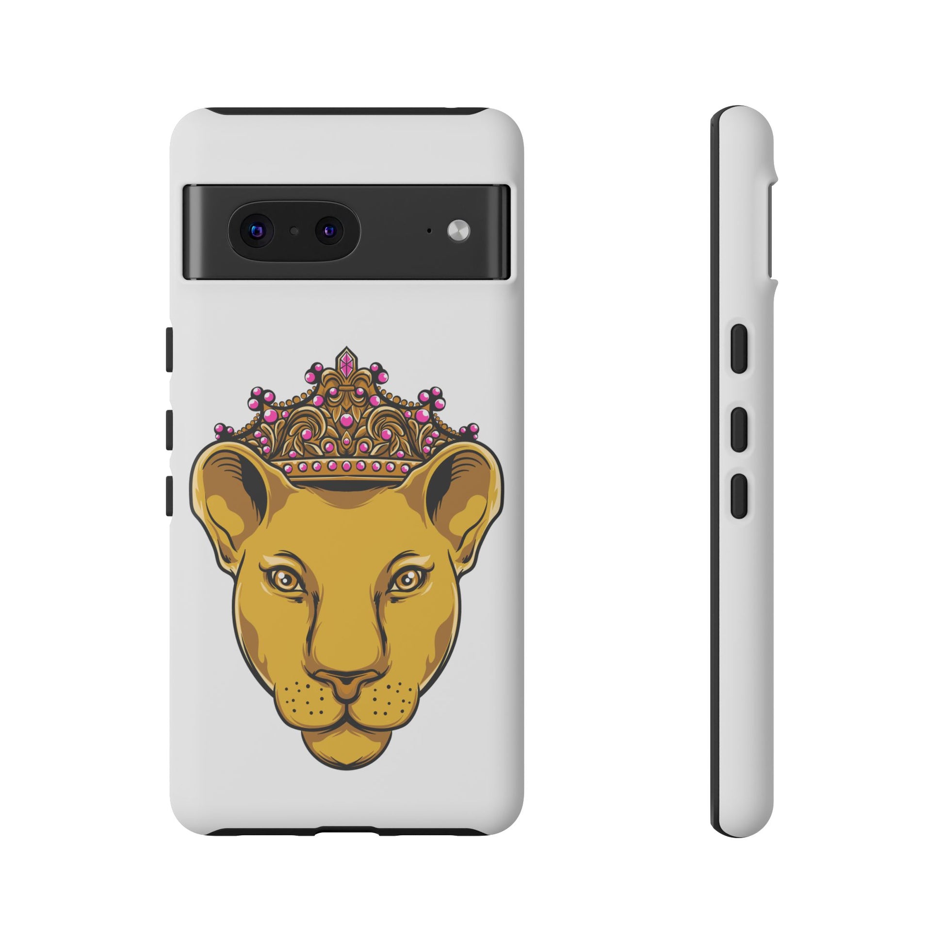 White LIONESS phone case celebrating faith and strength, perfect gift for Christian women