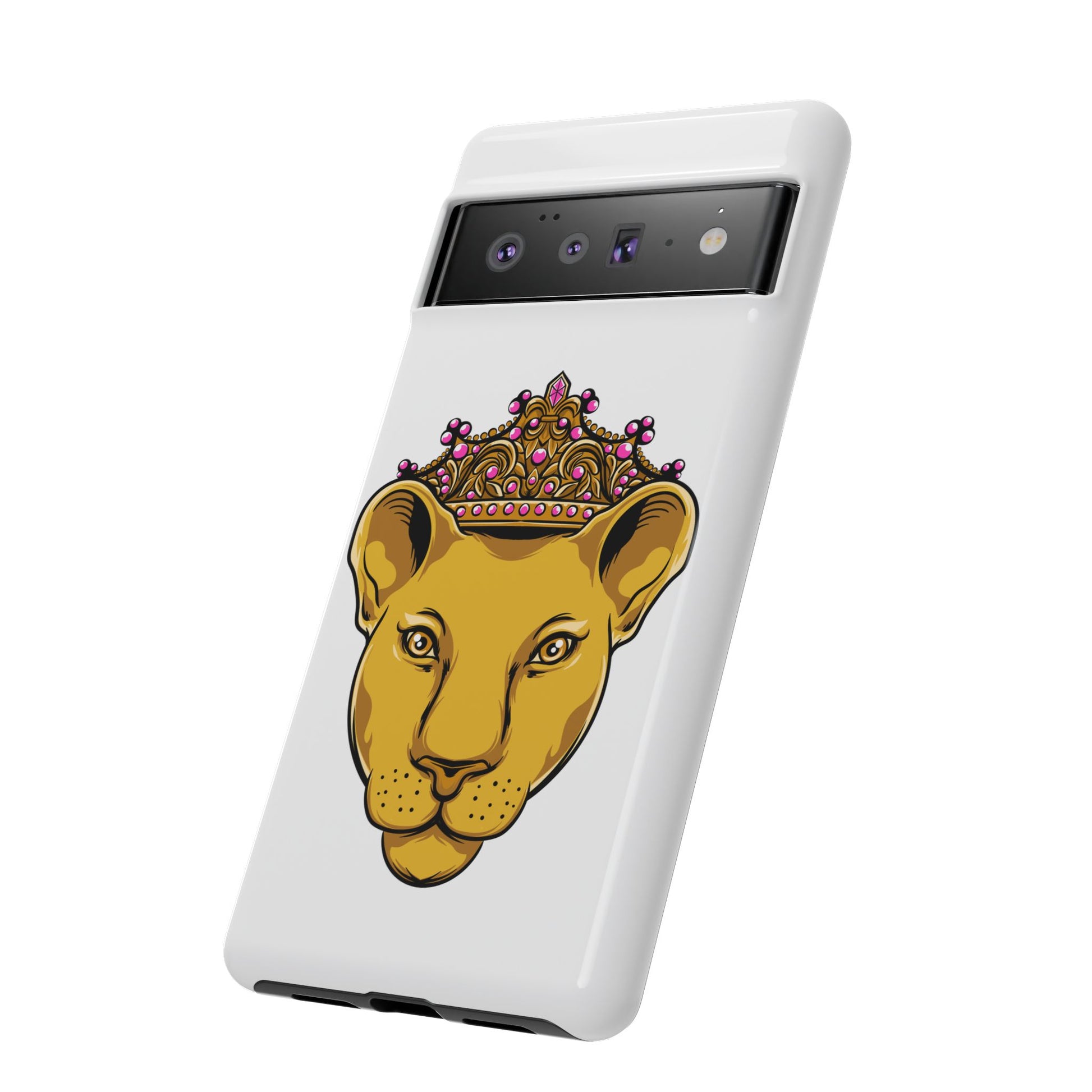 White LIONESS phone case celebrating faith and strength, perfect gift for Christian women