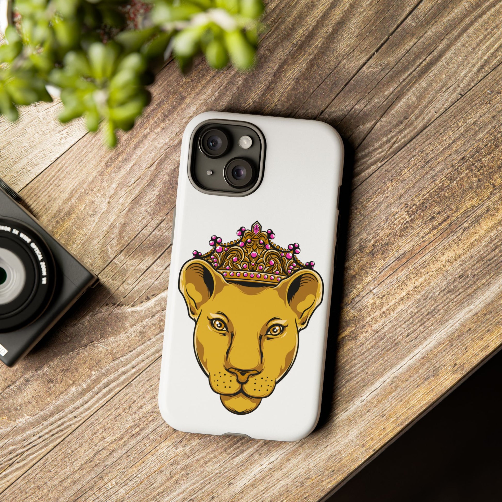White LIONESS phone case celebrating faith and strength, perfect gift for Christian women