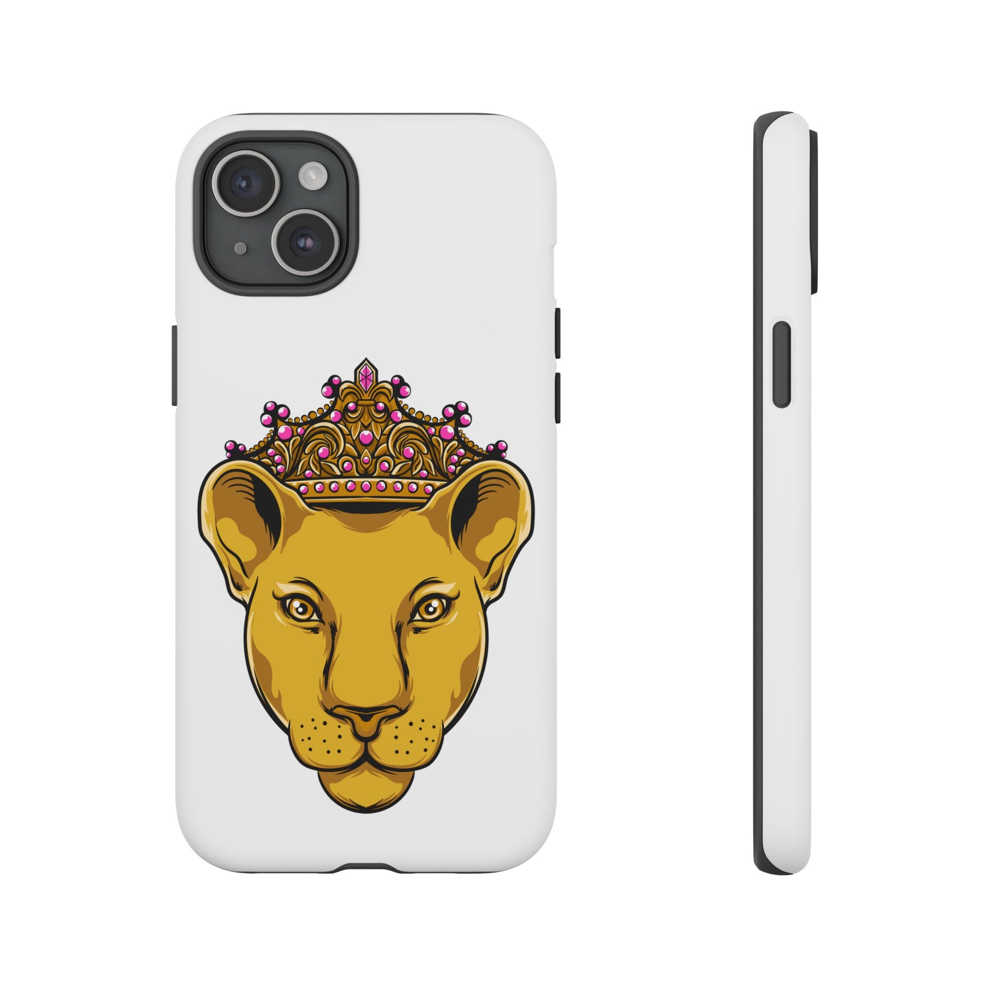 White LIONESS phone case celebrating faith and strength, perfect gift for Christian women